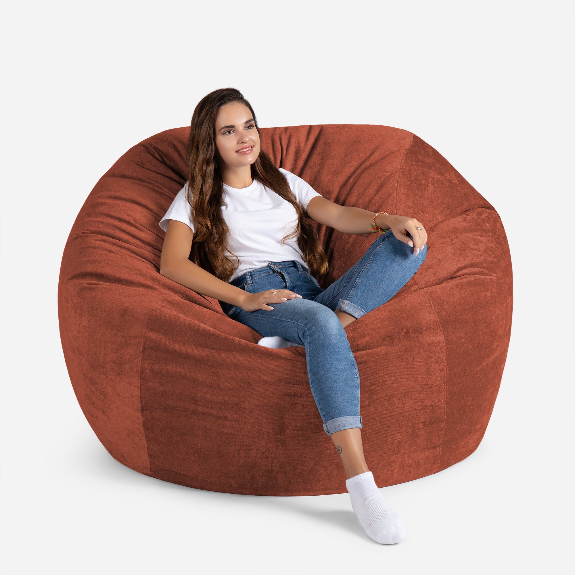 Lanny Oversize Chenille Sphere Bean bag - Amber