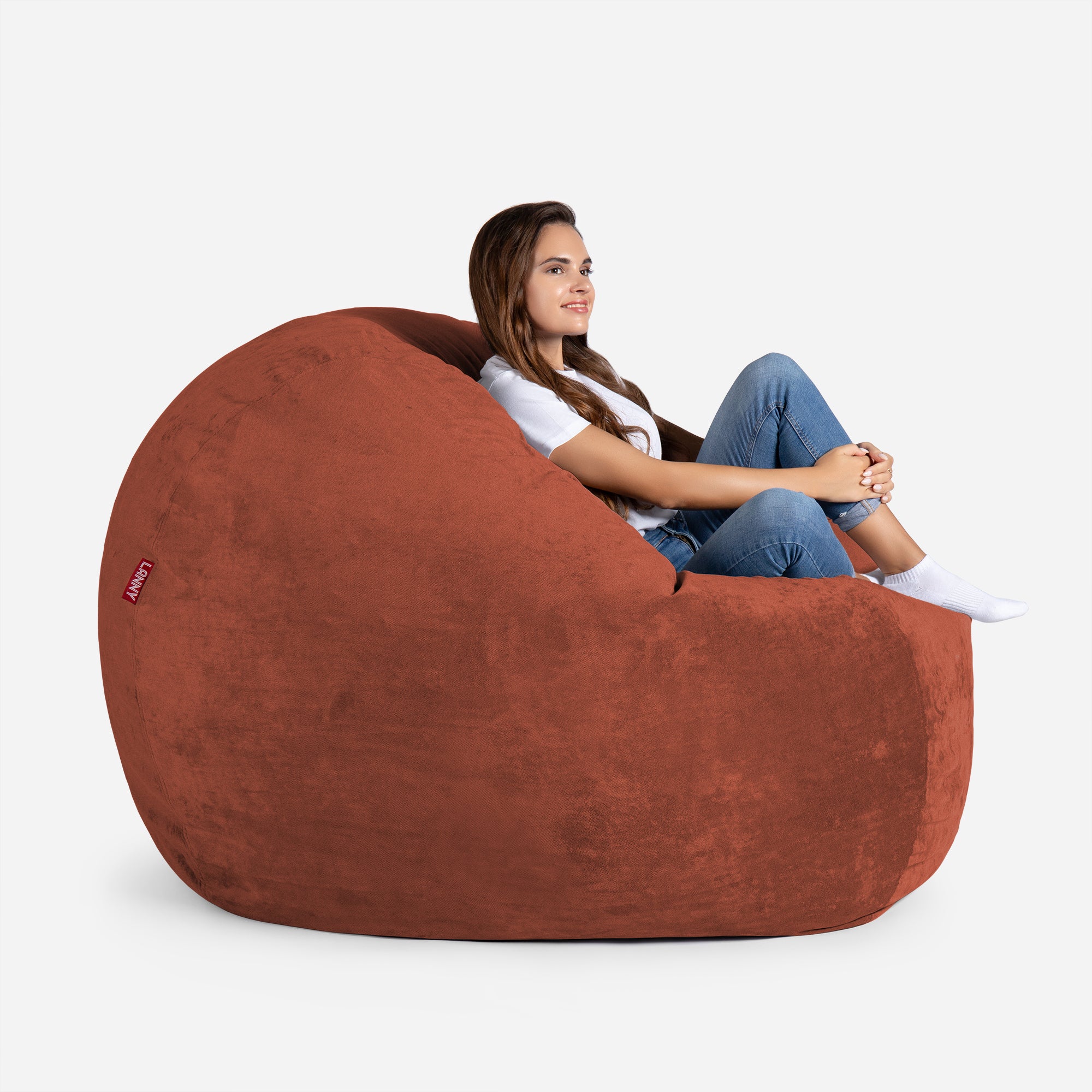 Lanny Oversize Chenille Sphere Bean bag - Amber