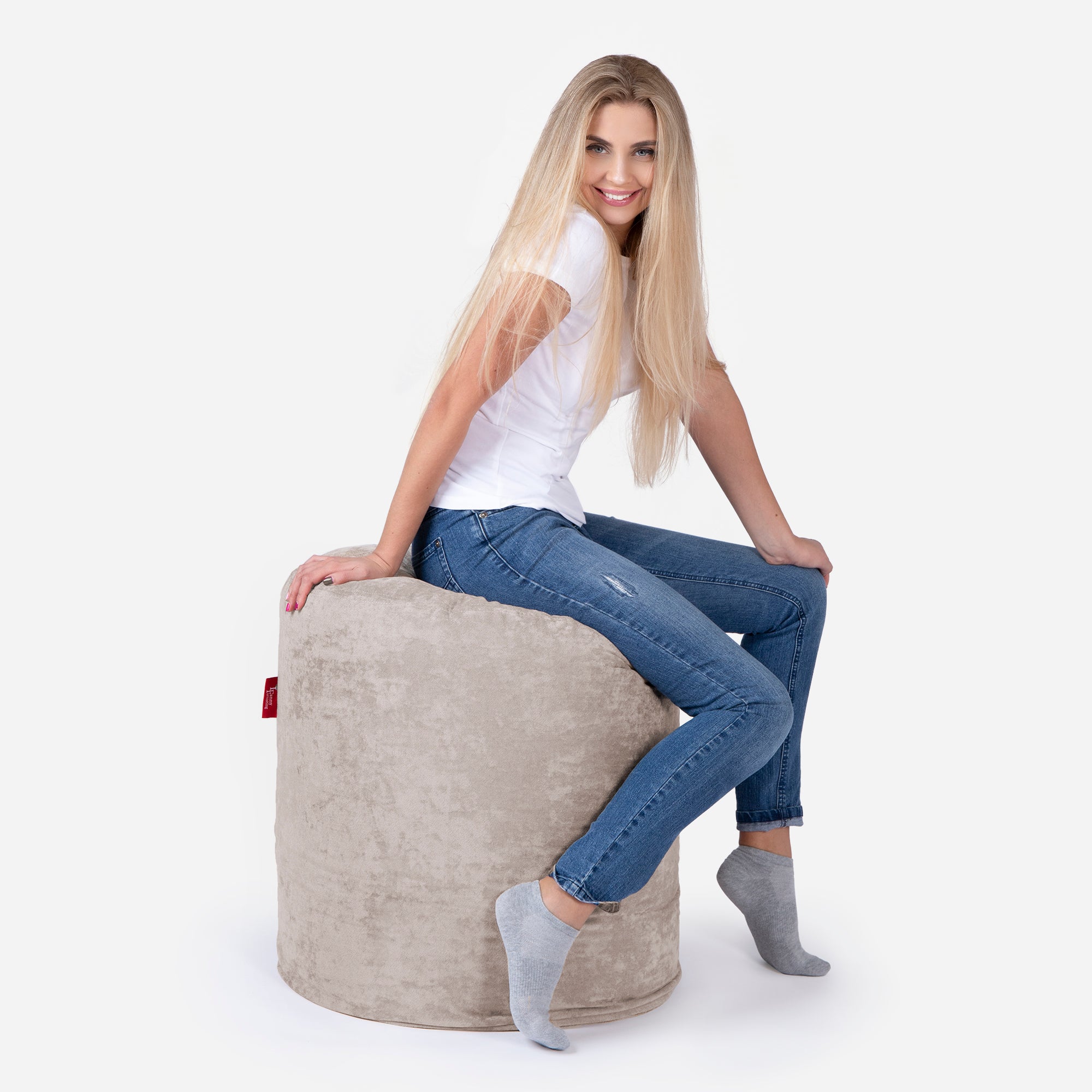 Tall Aldo Beige Pouf