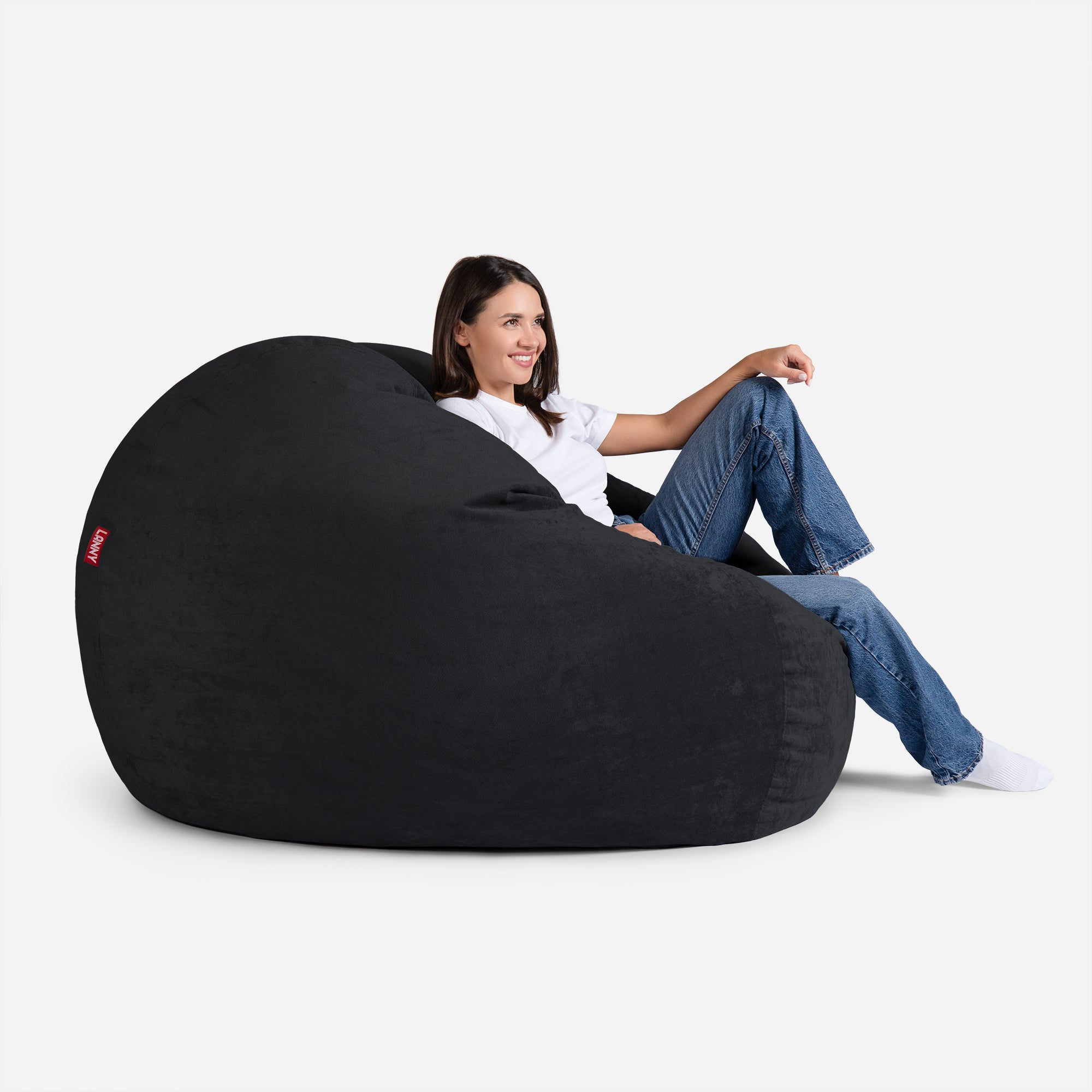 Lanny Oversize Chenille Sphere Bean bag - Black