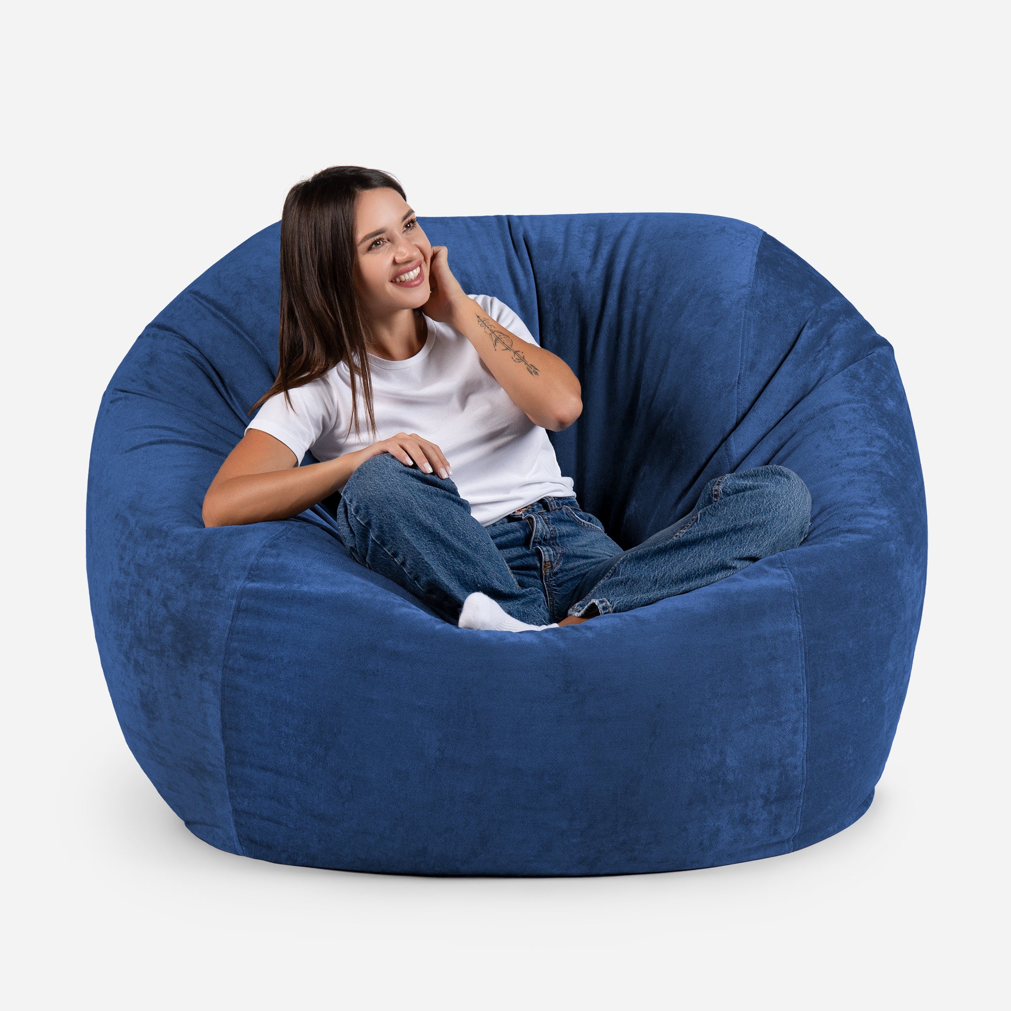 Lanny Oversize Chenille Sphere Bean bag - Blue
