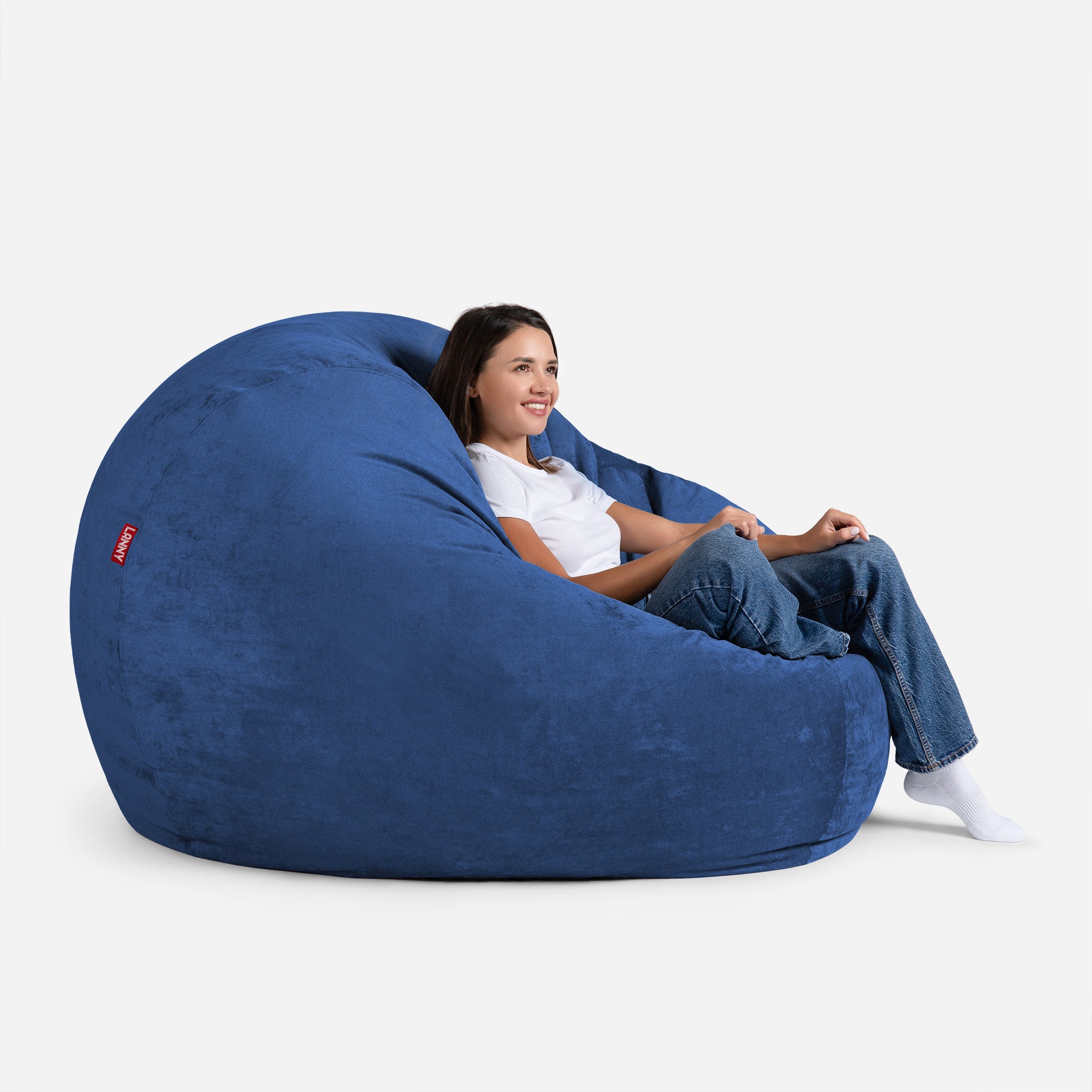 Lanny Oversize Chenille Sphere Bean bag - Blue