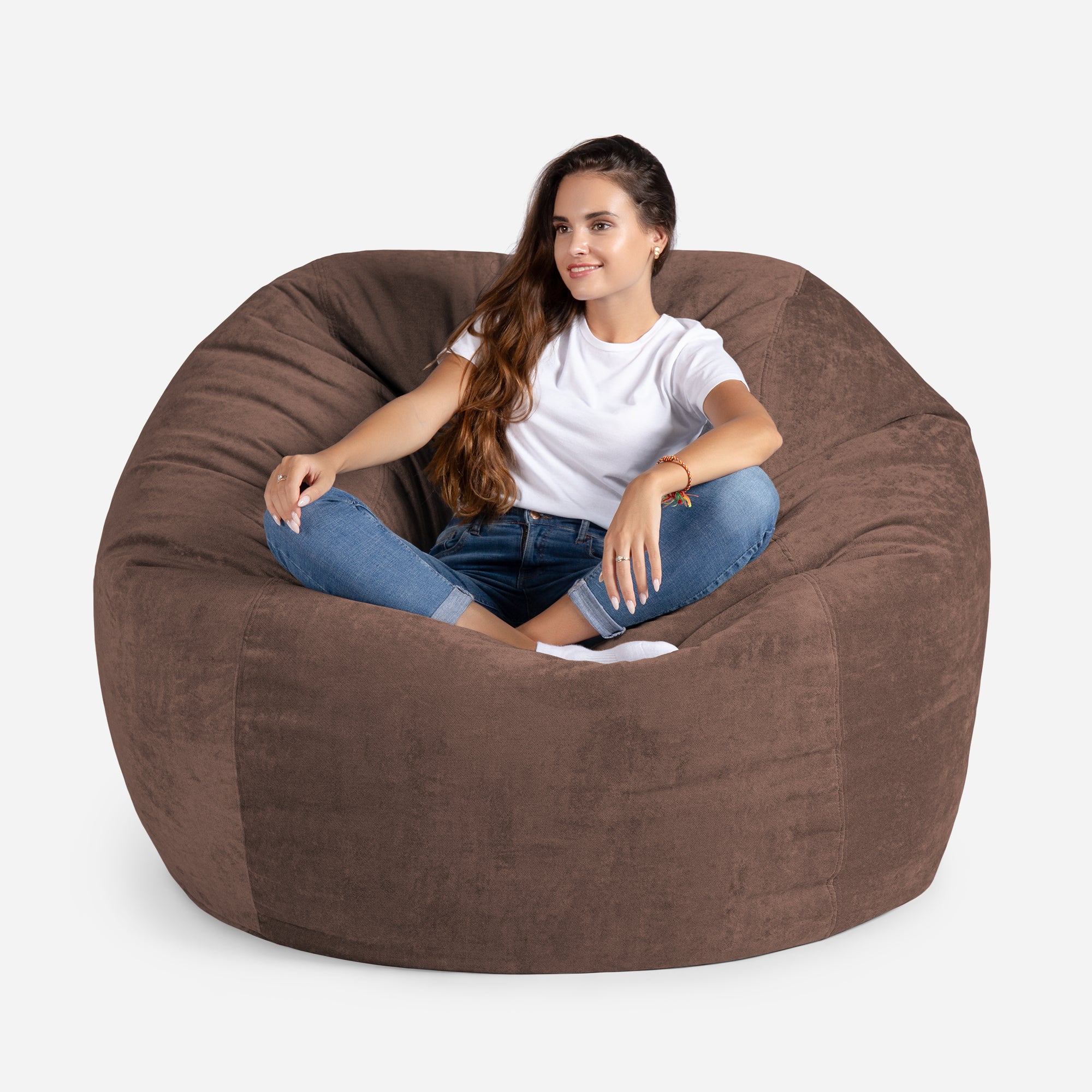 Lanny Oversize Chenille Sphere Bean bag - Brown