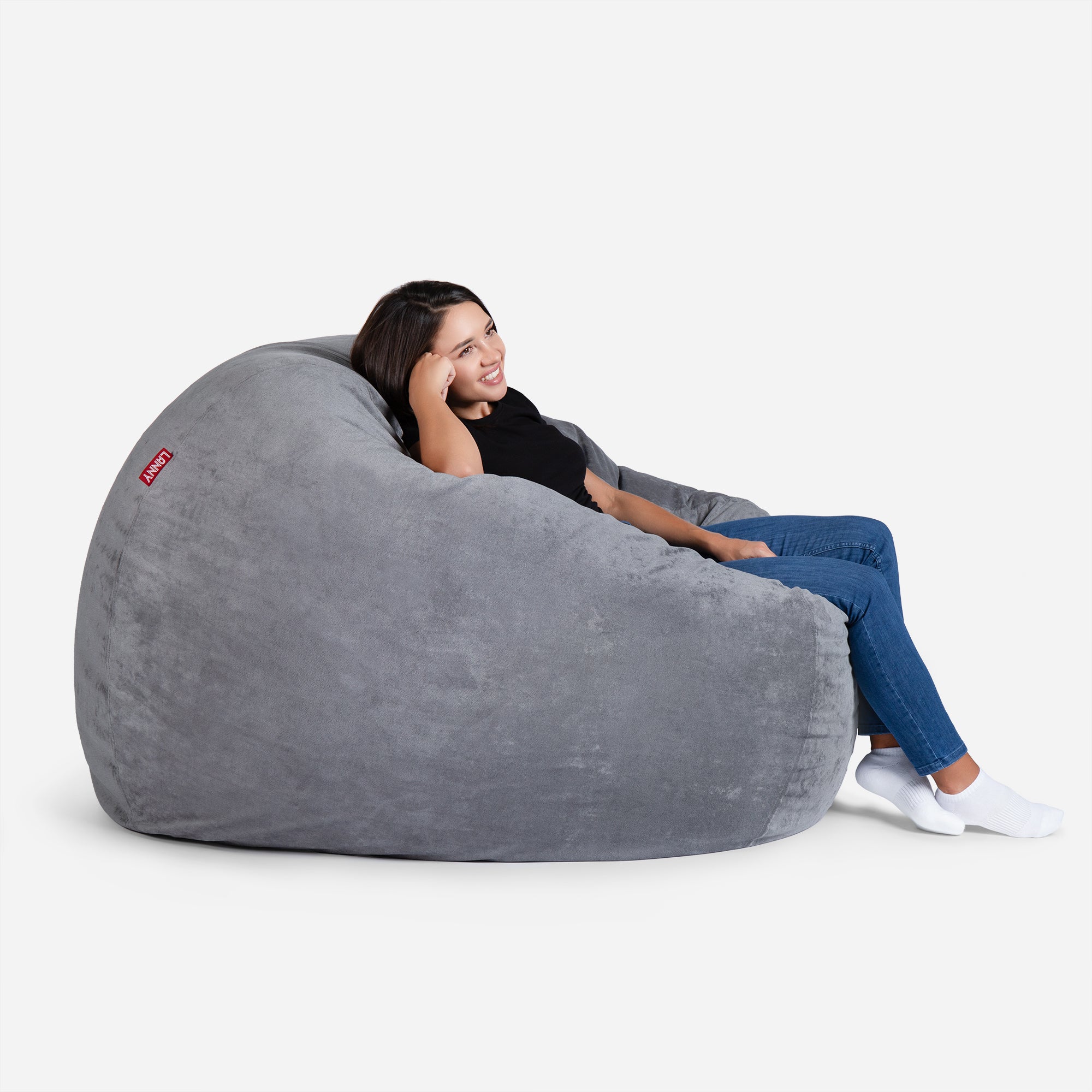 Lanny Oversize Chenille Sphere Bean bag - Gray
