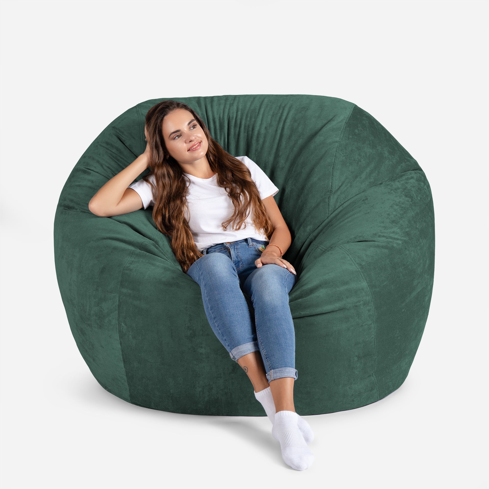 Lanny Oversize Chenille Sphere Bean bag - Green