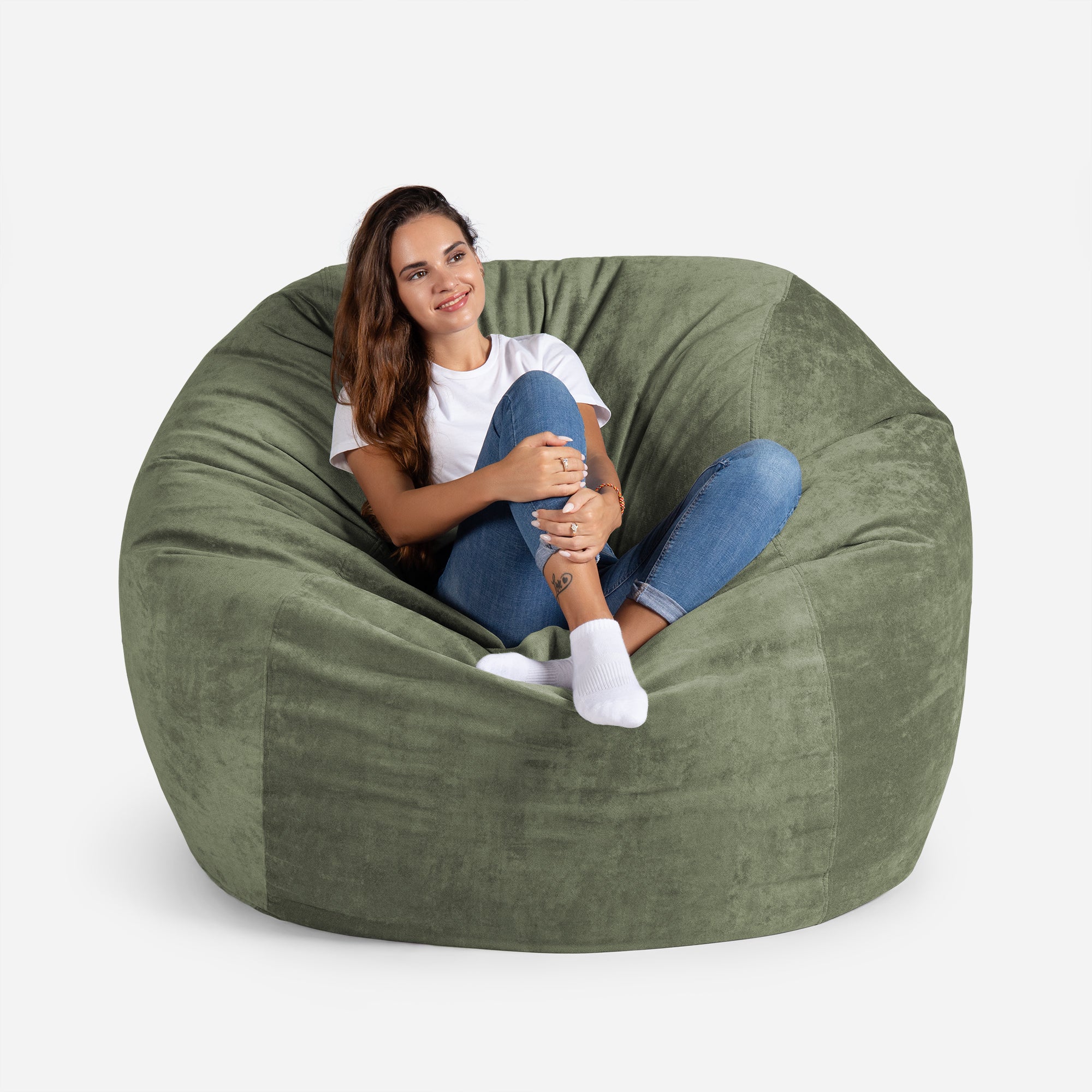 Lanny Oversize Chenille Sphere Bean bag - Khaki