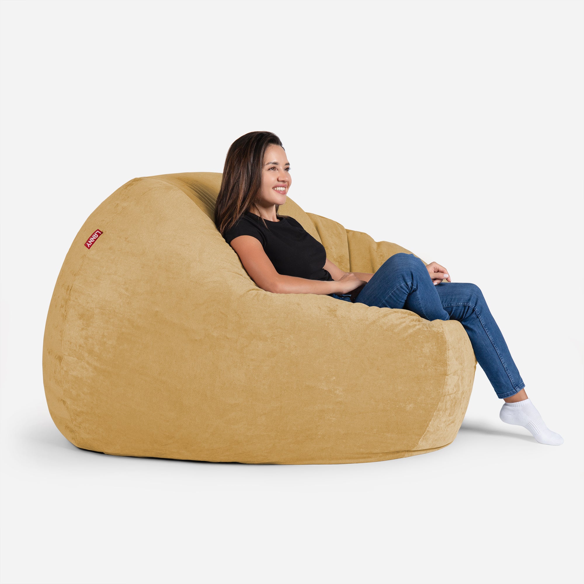 Lanny Oversize Chenille Sphere Bean bag - Mustard