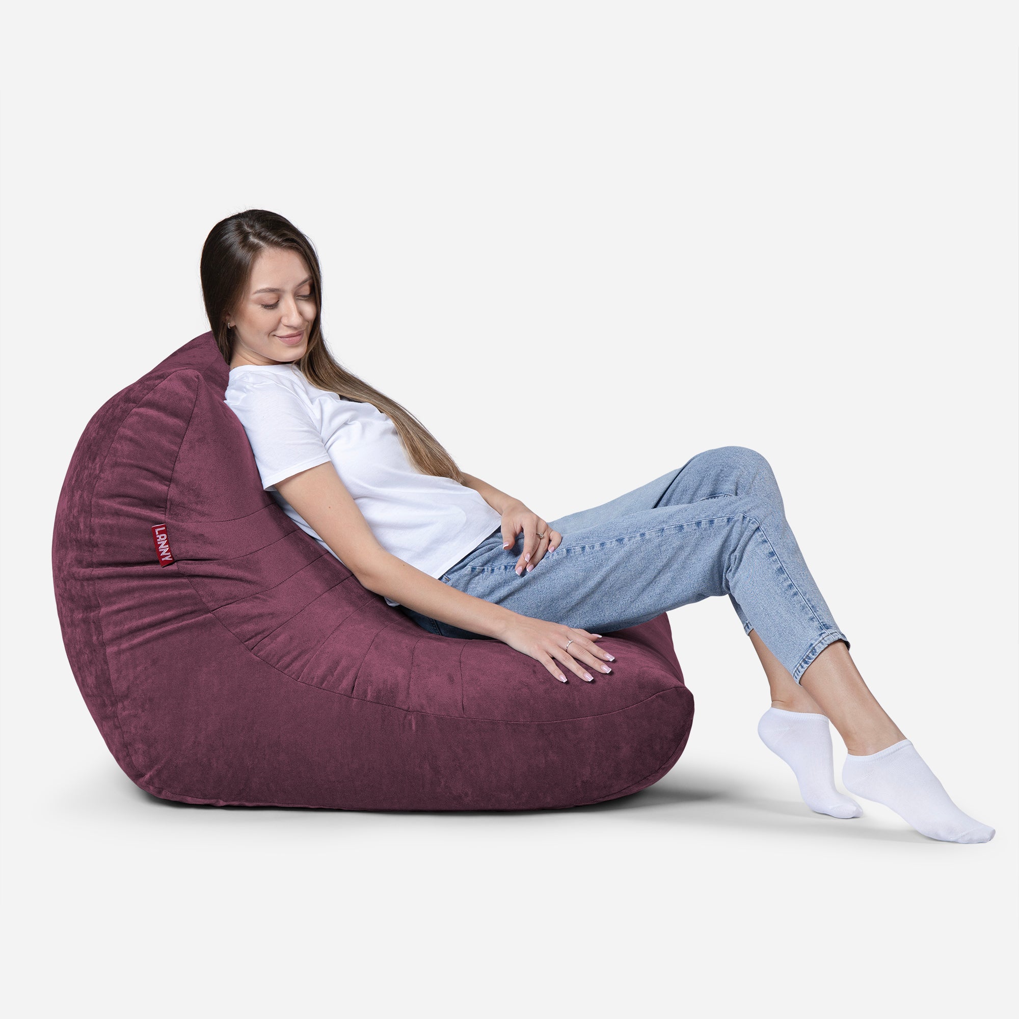 Curvy Aldo Purple Bean Bag Chair & Footrest Set