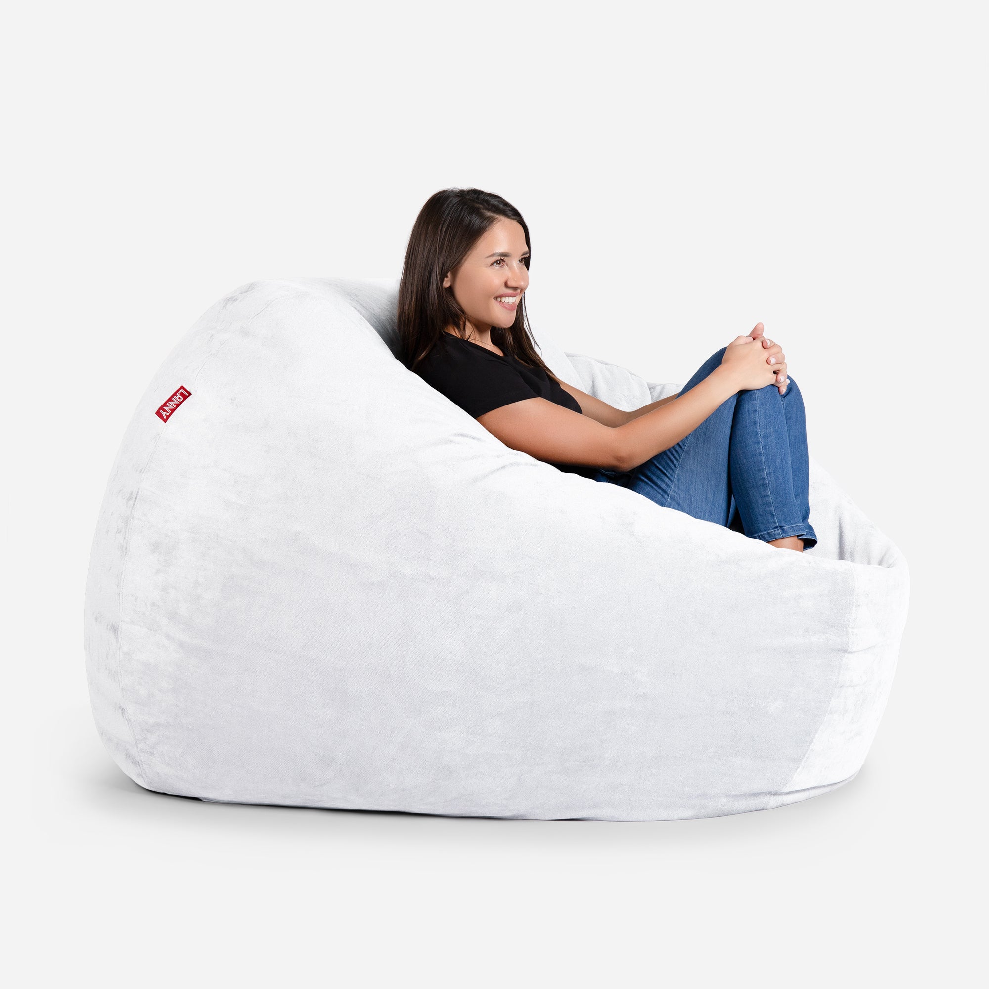 Lanny Oversize Chenille Sphere Bean bag - White