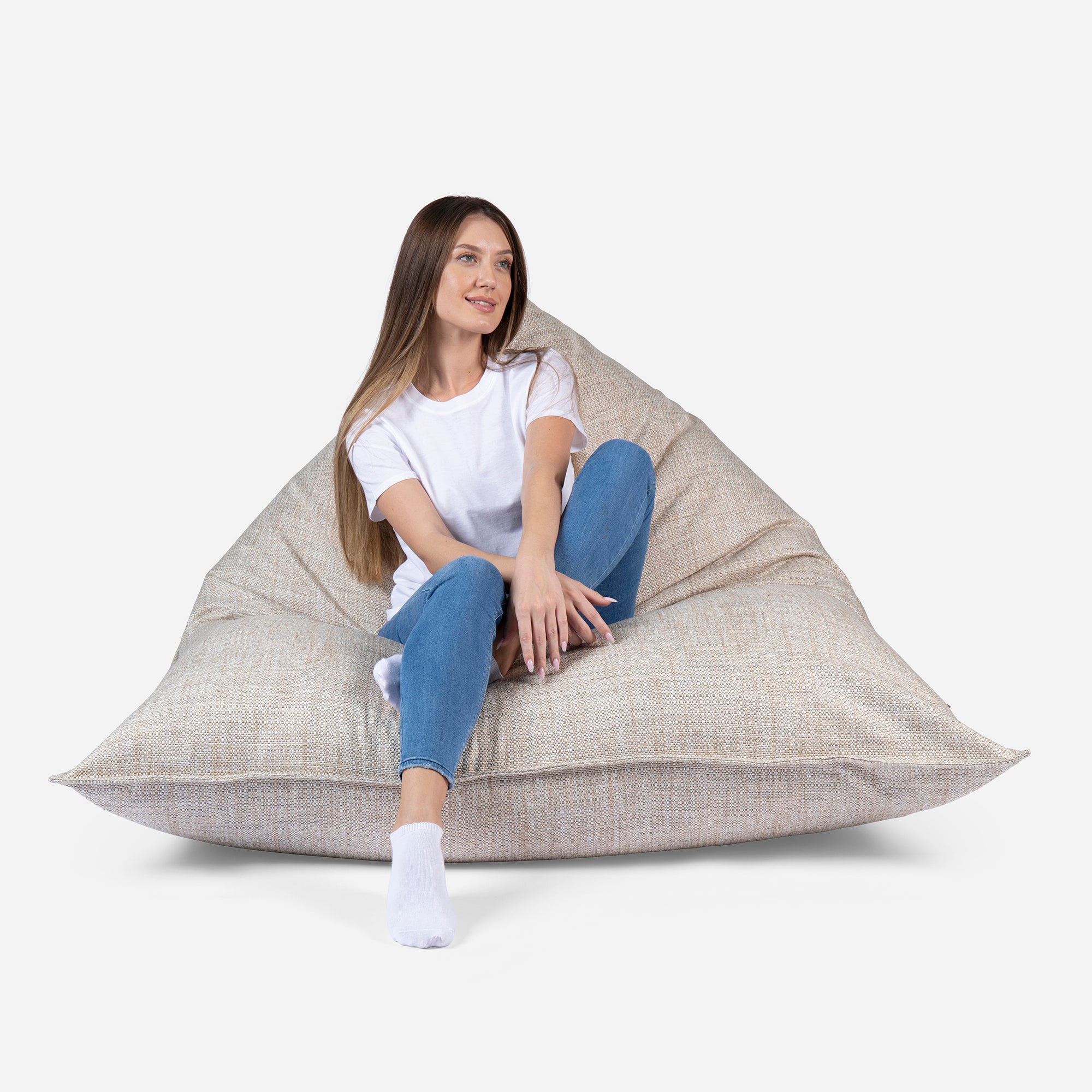 Sloppy Tweed Beige Bean bag