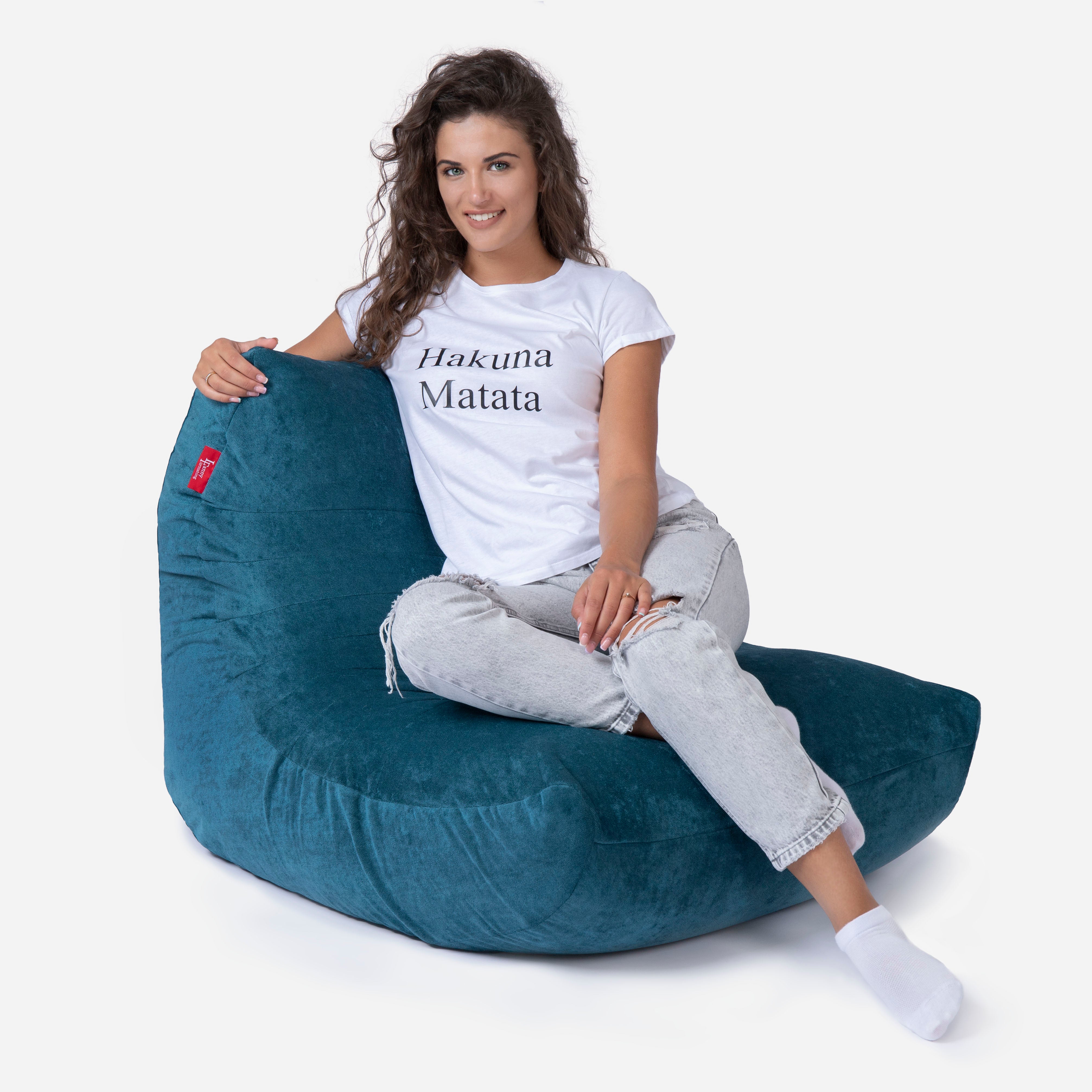 Curvy Aldo Aqua Bean Bag Chair & Footrest Set