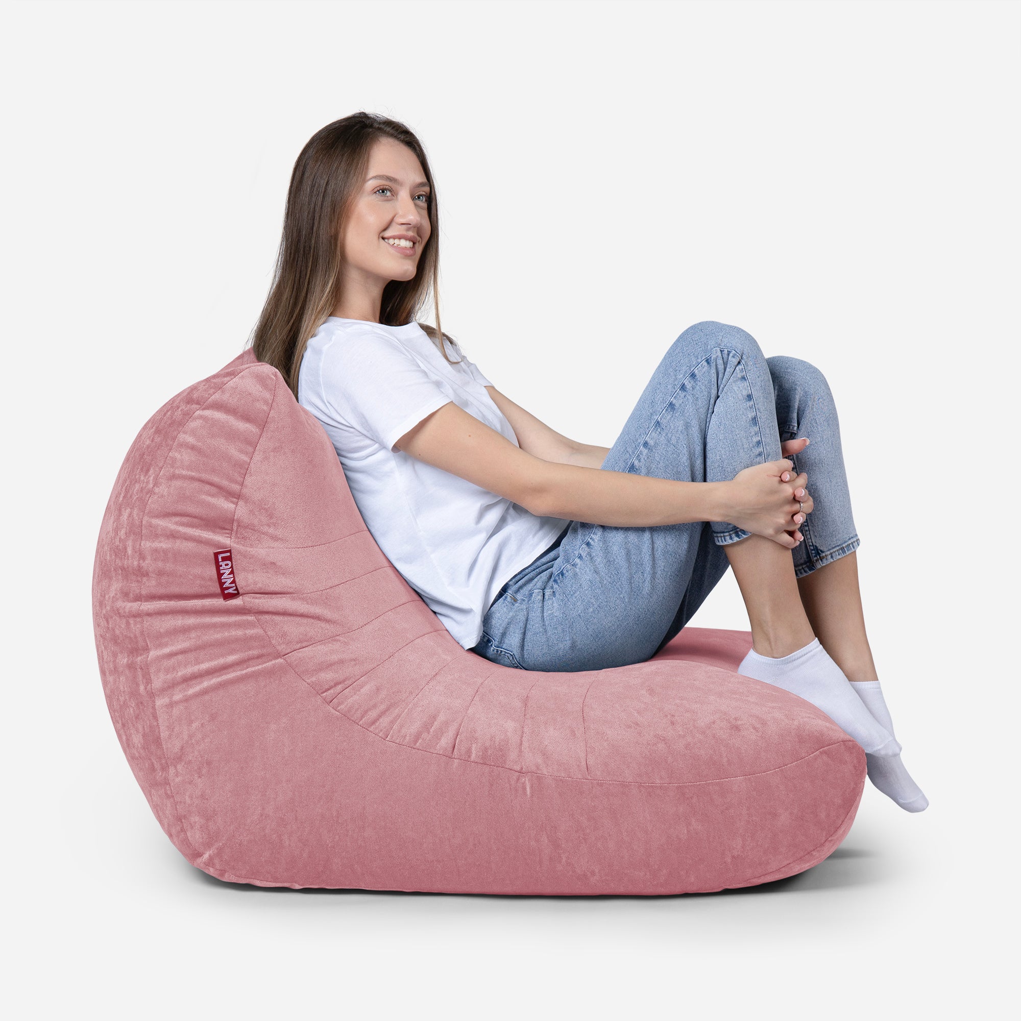 Curvy Aldo Pink Bean Bag Chair & Footrest Set