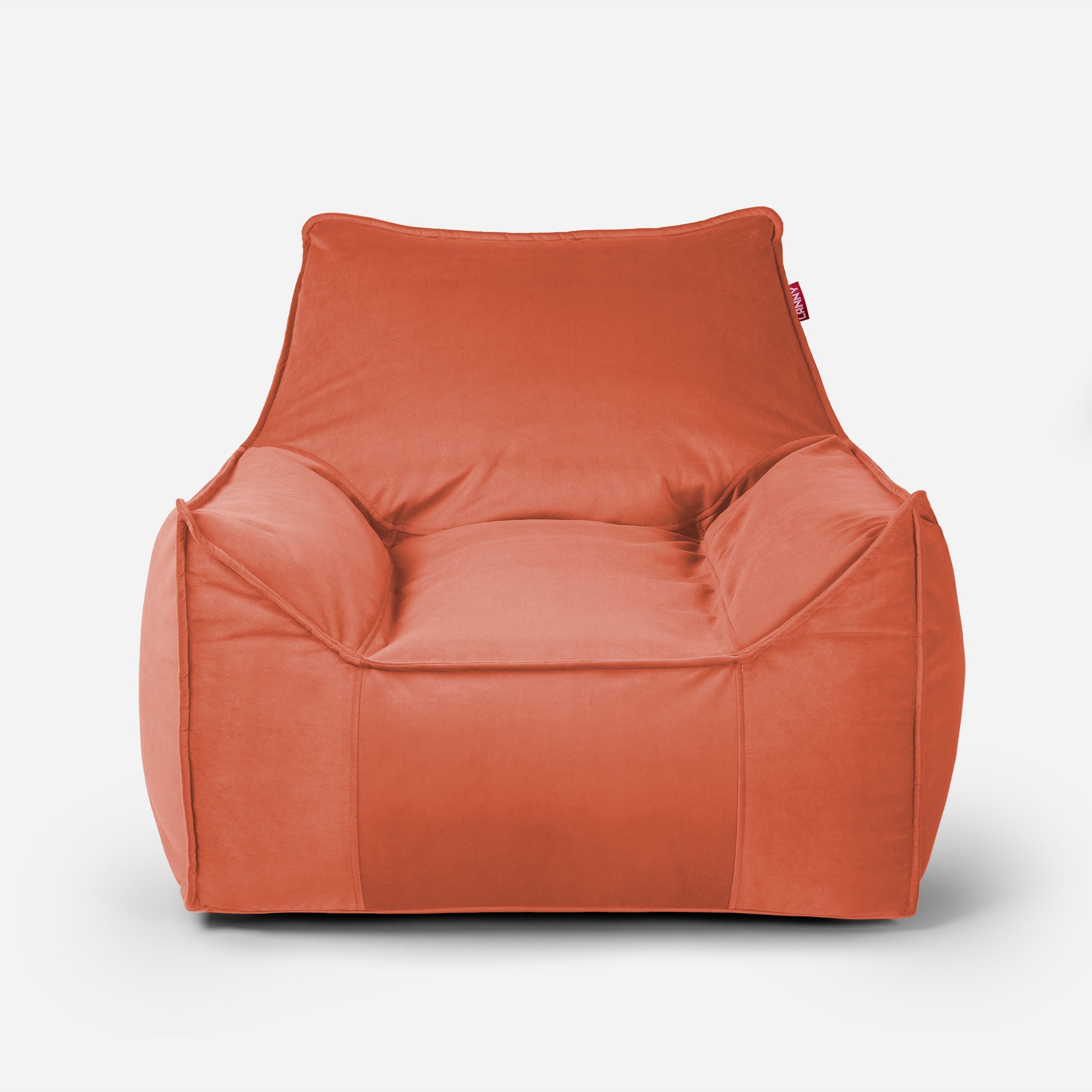 Amber Lanny Uno structured velvet bean bag chair front view for neutral interiors.