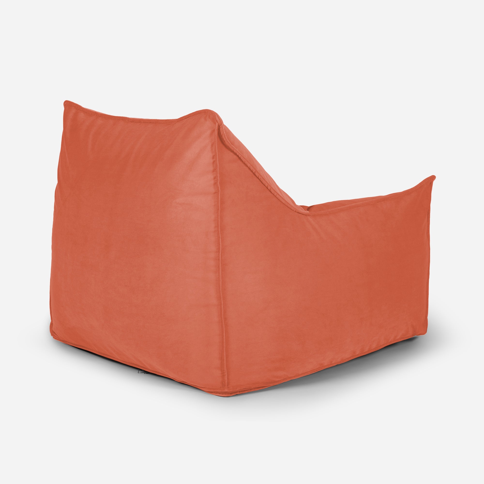 Back of Amber velvet fabric and durable stitching detail on Lanny Uno structured bean bag.