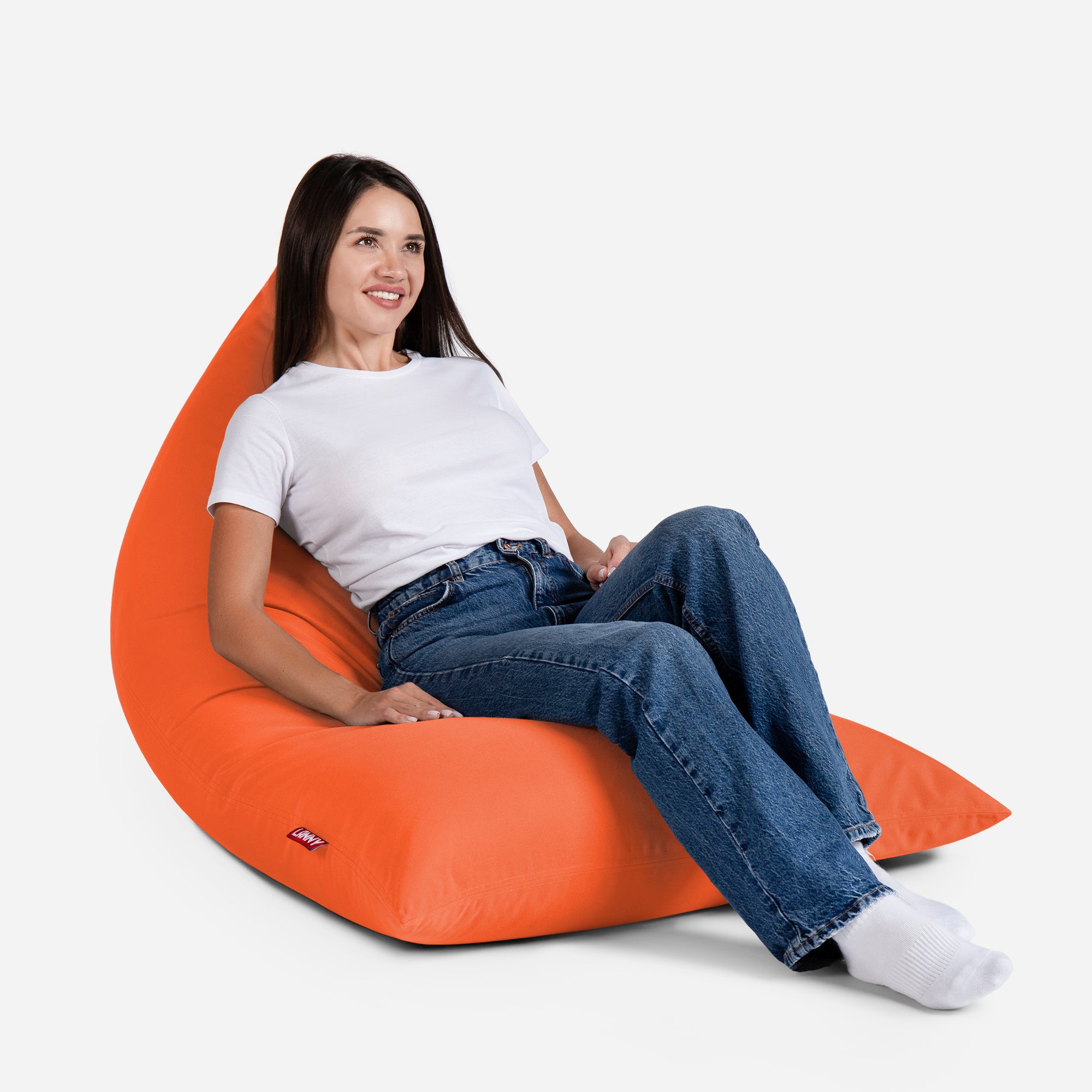 Lanny Solid Tone Outdoor Slim Bean Bag - Tropical Orange