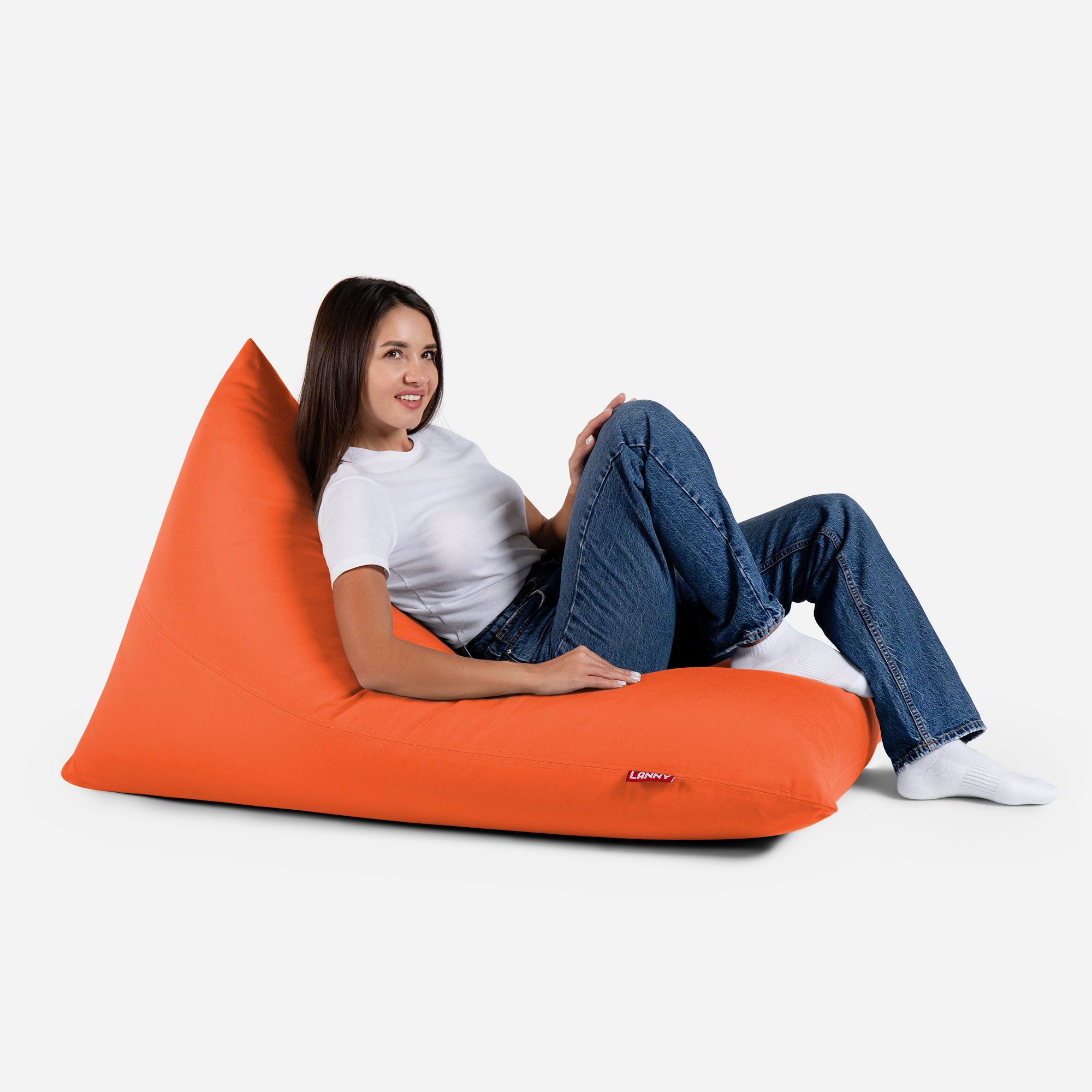 Lanny Solid Tone Outdoor Slim Bean Bag - Tropical Orange