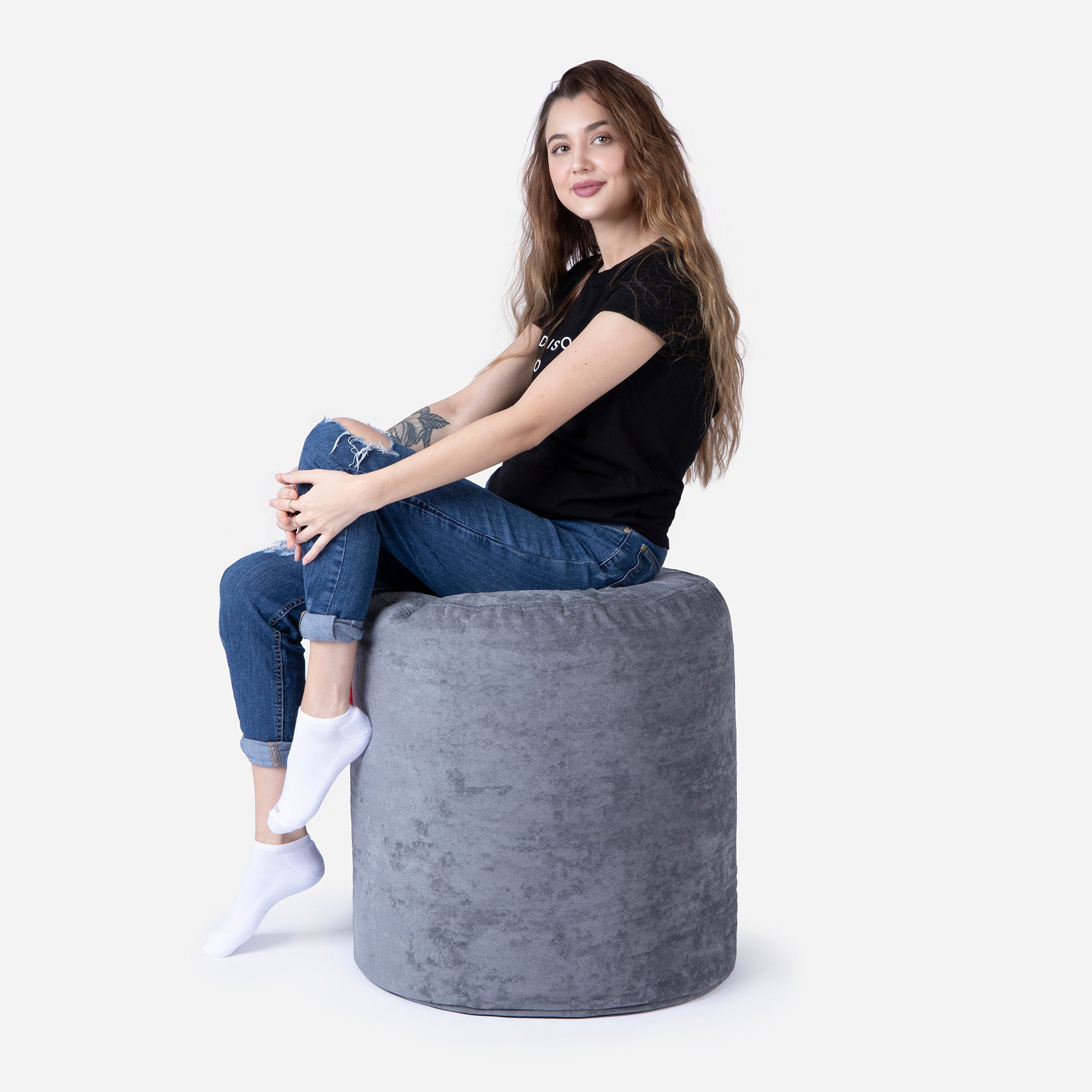 Tall Aldo Gray Pouf