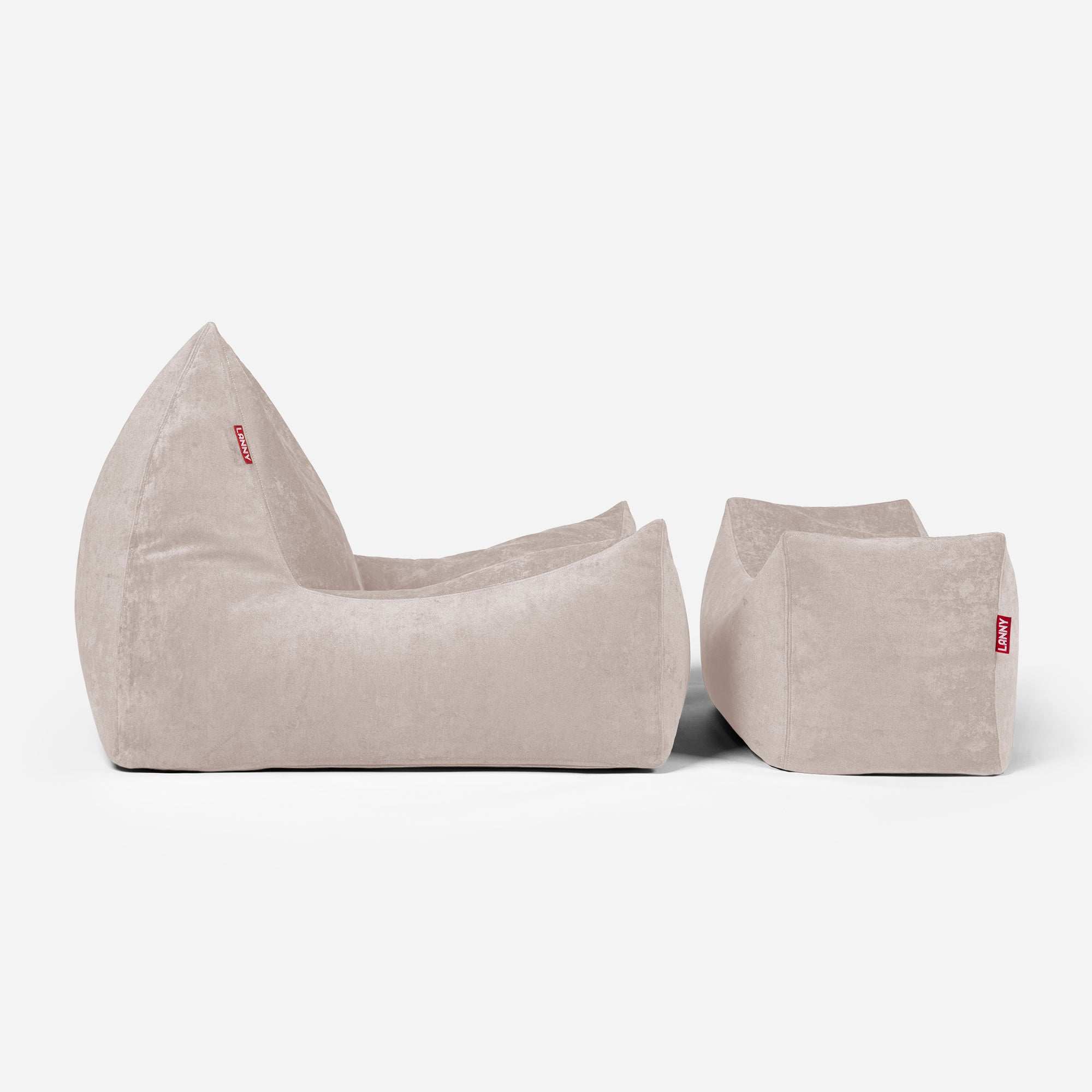 Quadro Aldo Beige Bean bag Chair & Footrest Set