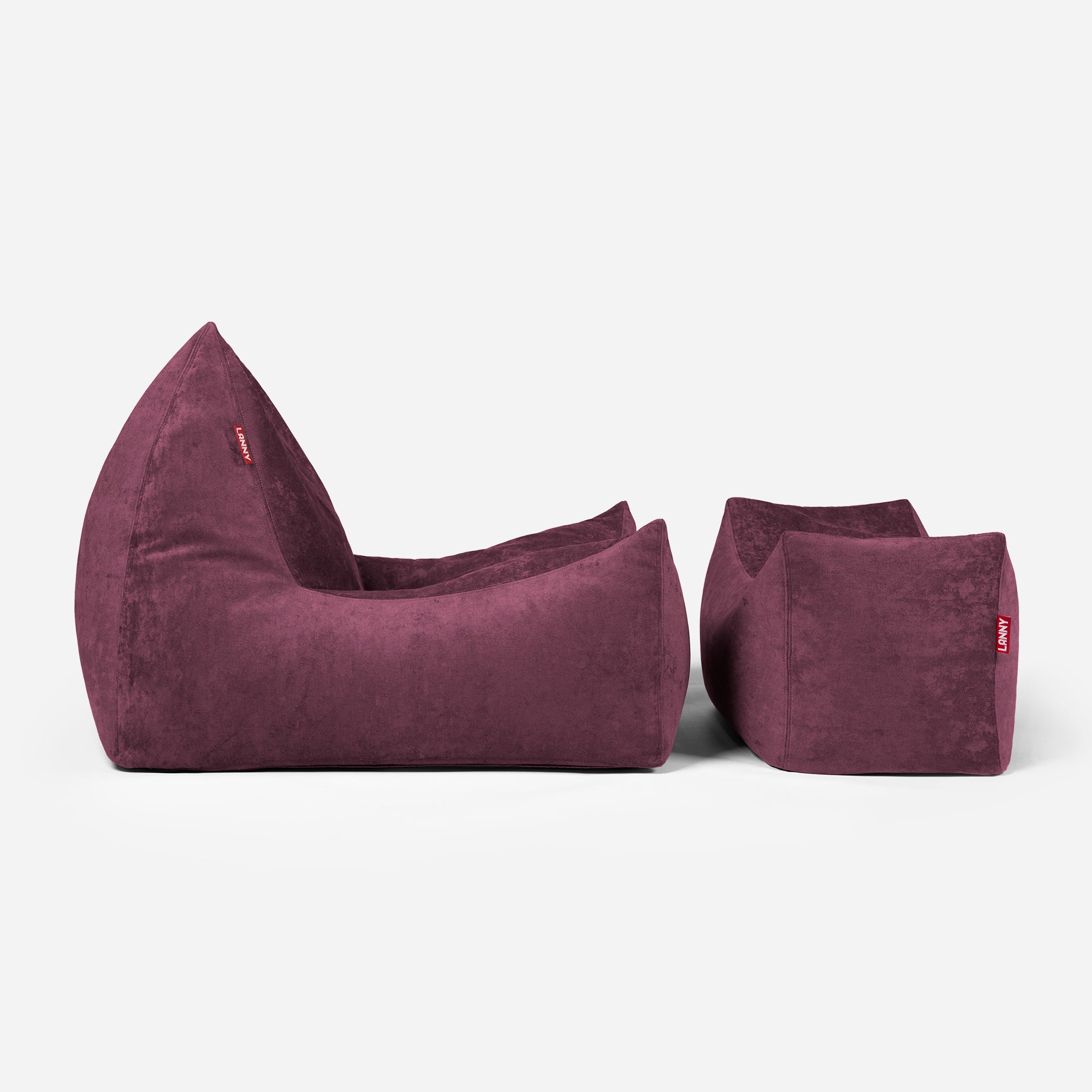 Quadro Aldo Purple Bean bag Chair & Footrest Set
