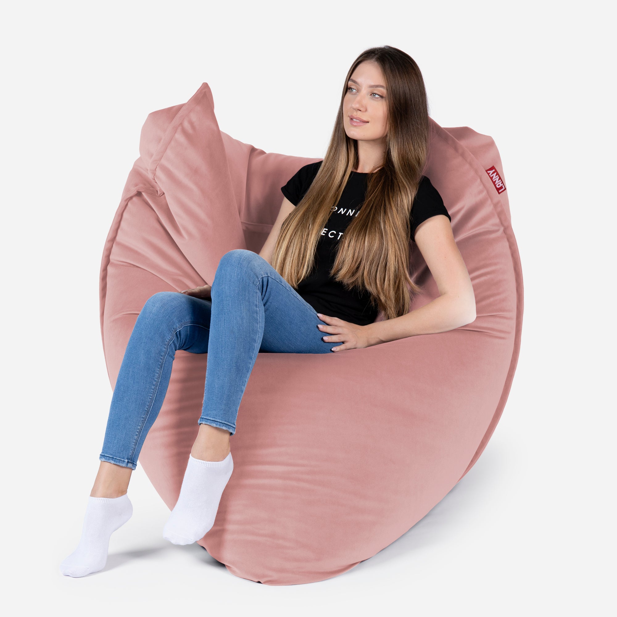 Sloppy Large Velvet Pink Bean bag