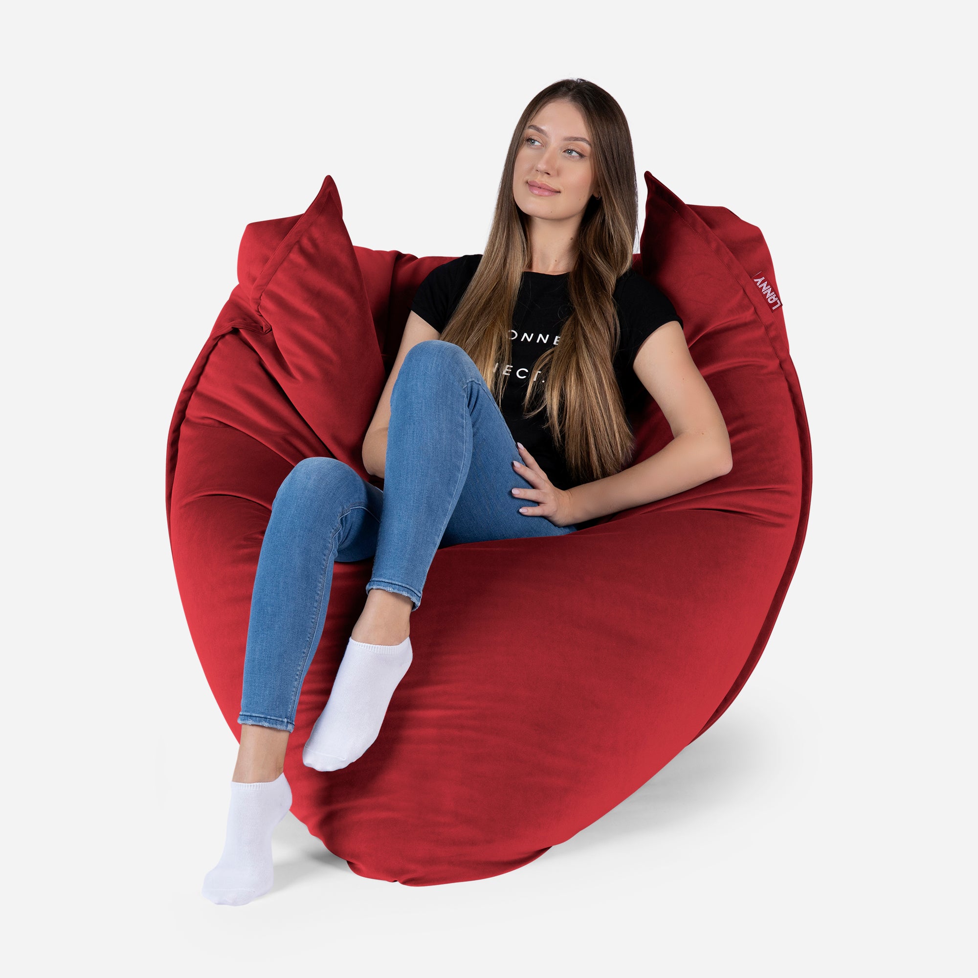 Sloppy Large Velvet Red Bean bag