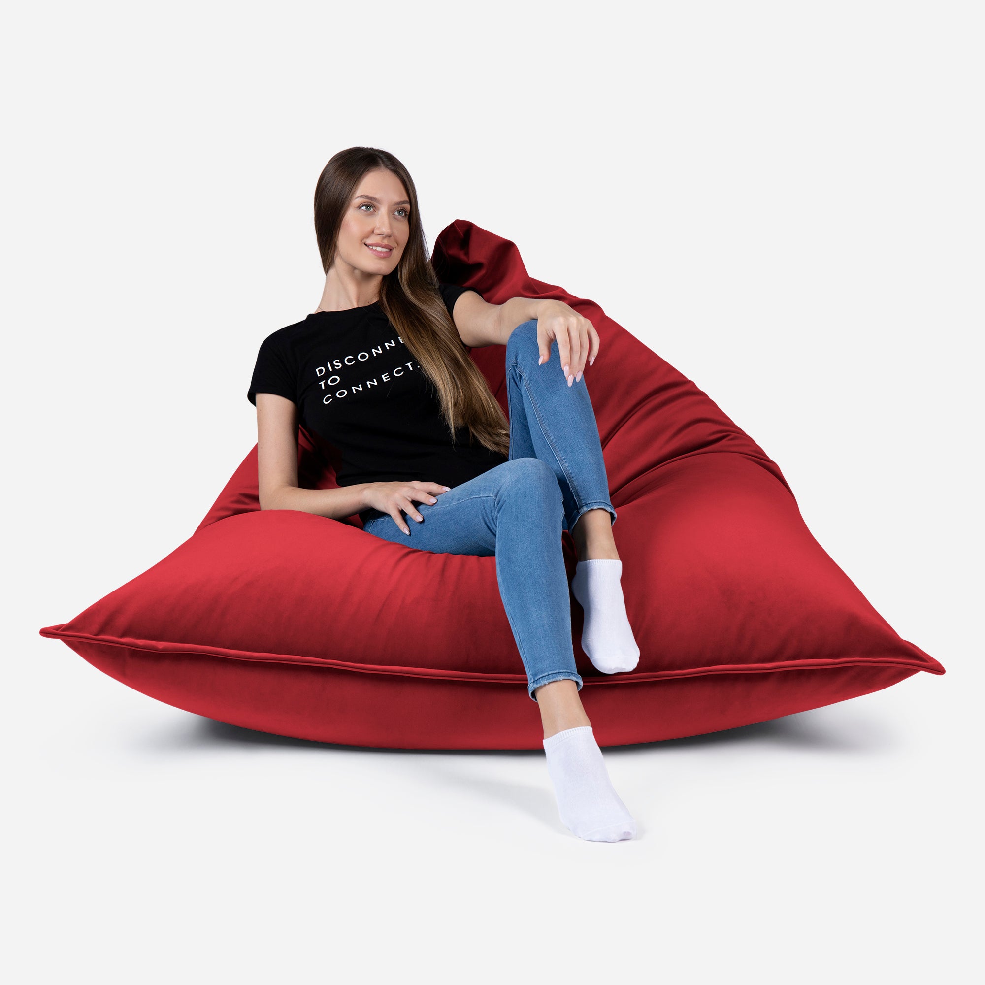 Sloppy Large Velvet Red Bean bag