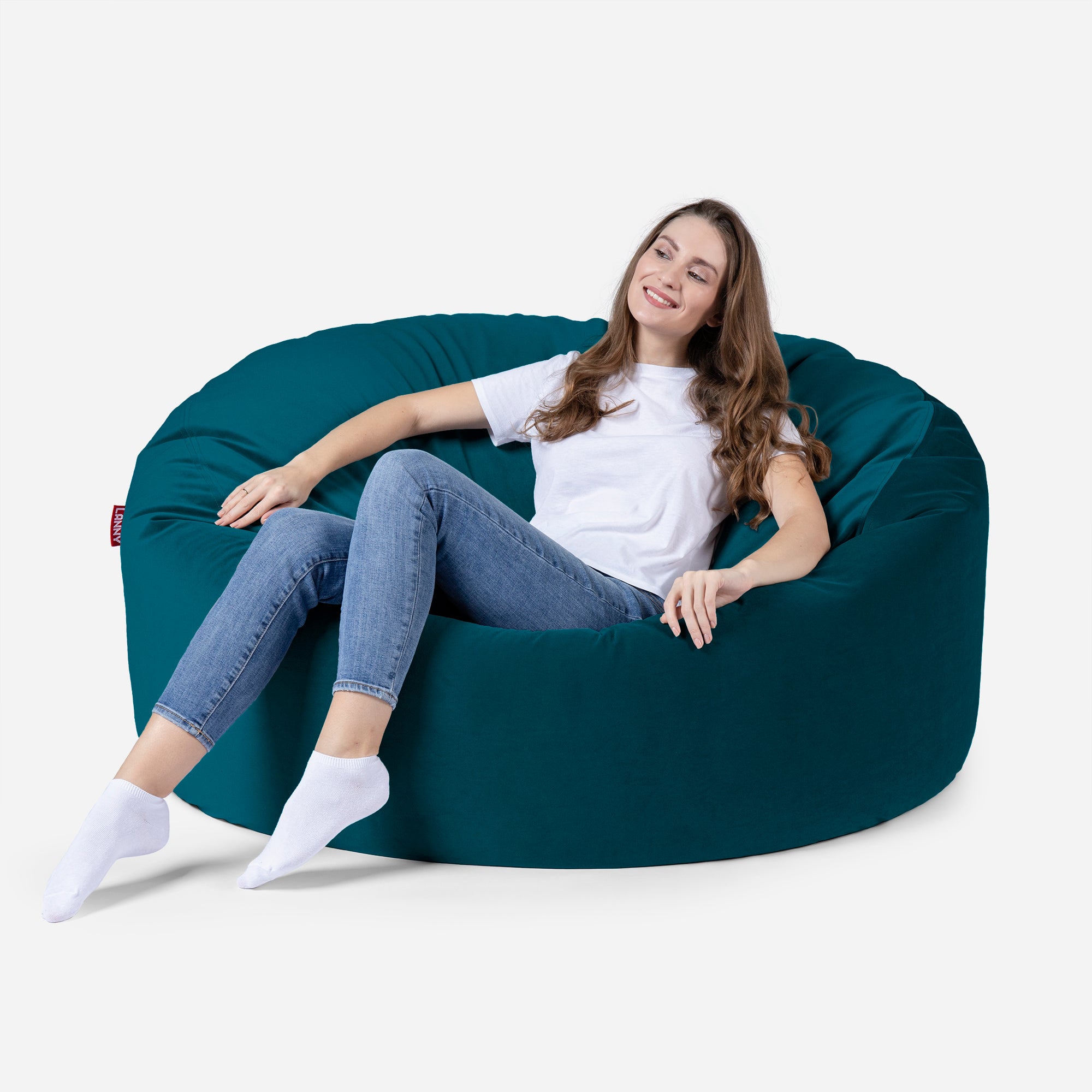 Large Original Velvet Aqua Bean bag