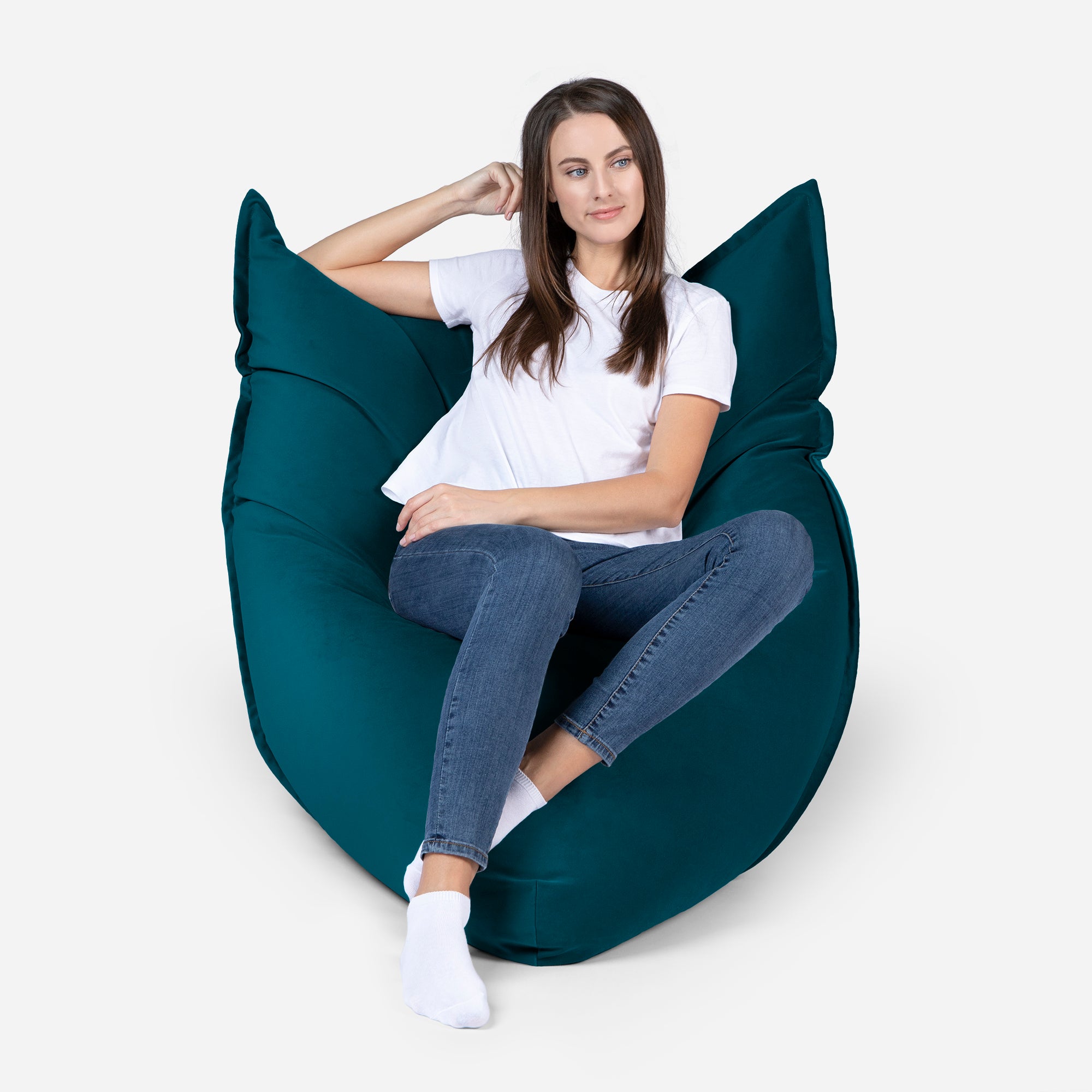 Mini Sloppy Velvet Aqua Bean bag