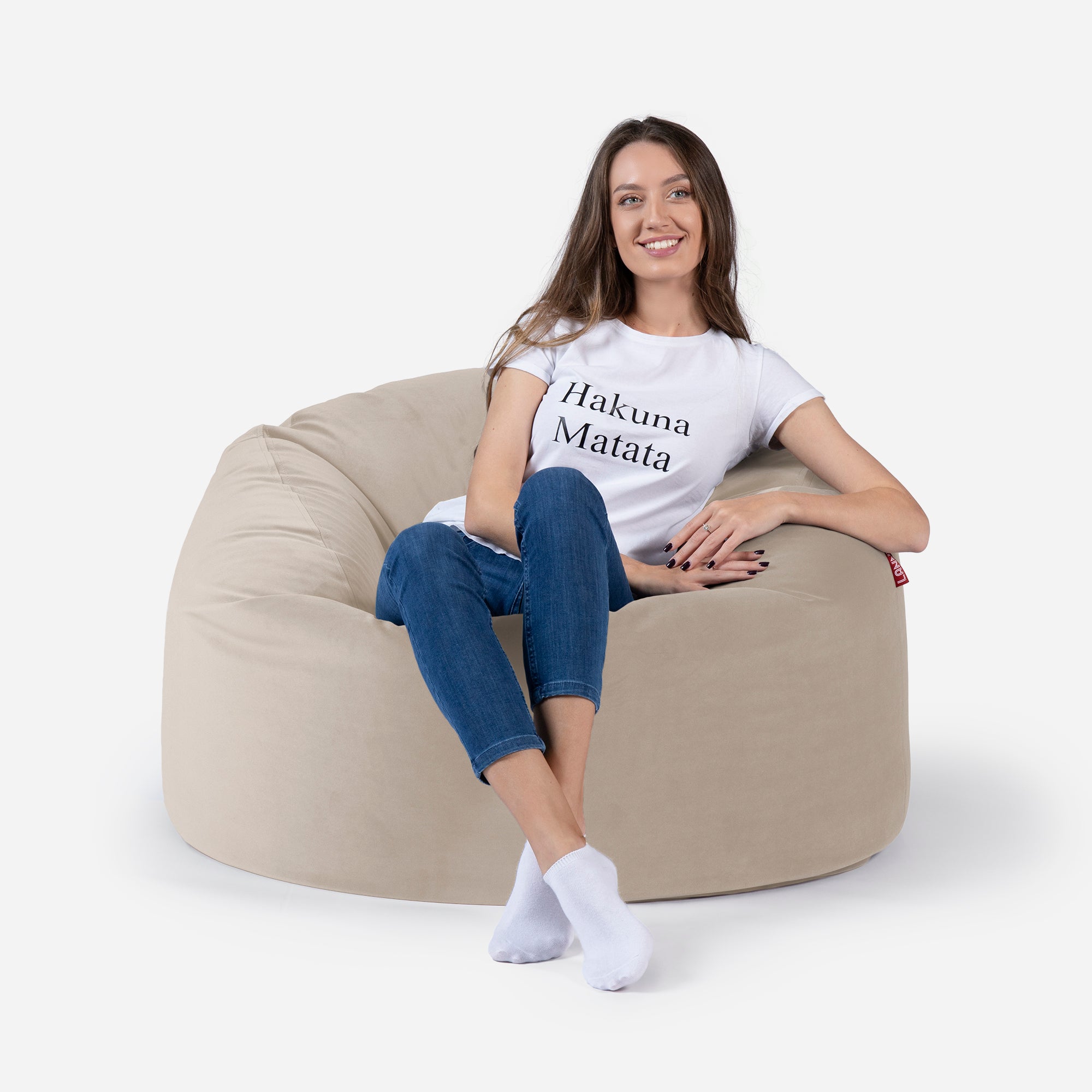 Original Medium Velvet Beige Bean Bag