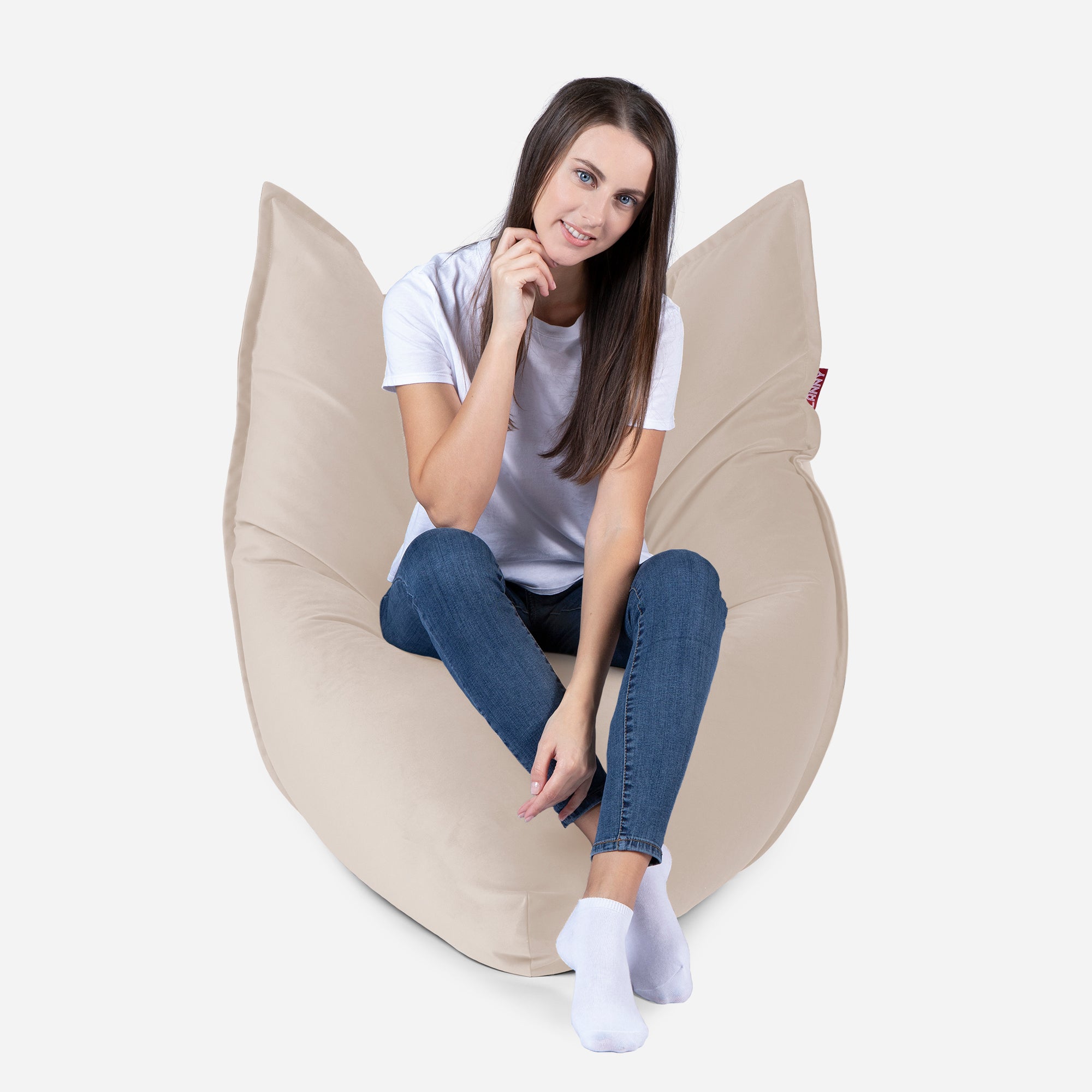 Mini Sloppy Velvet Beige Bean bag