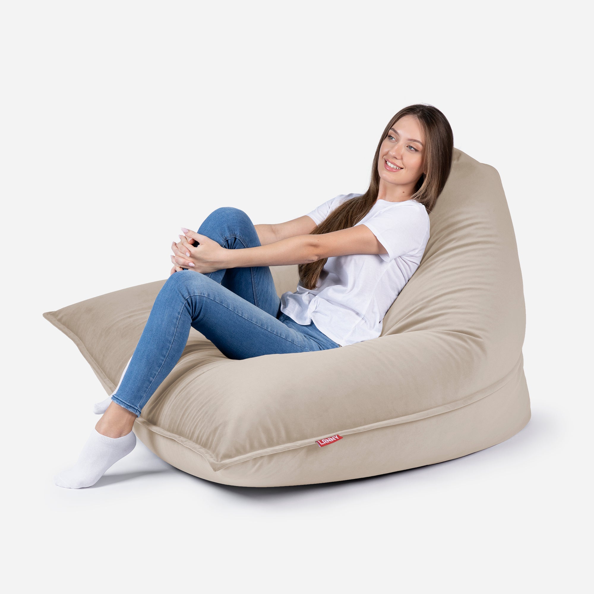 Sloppy Velvet Beige Bean bag