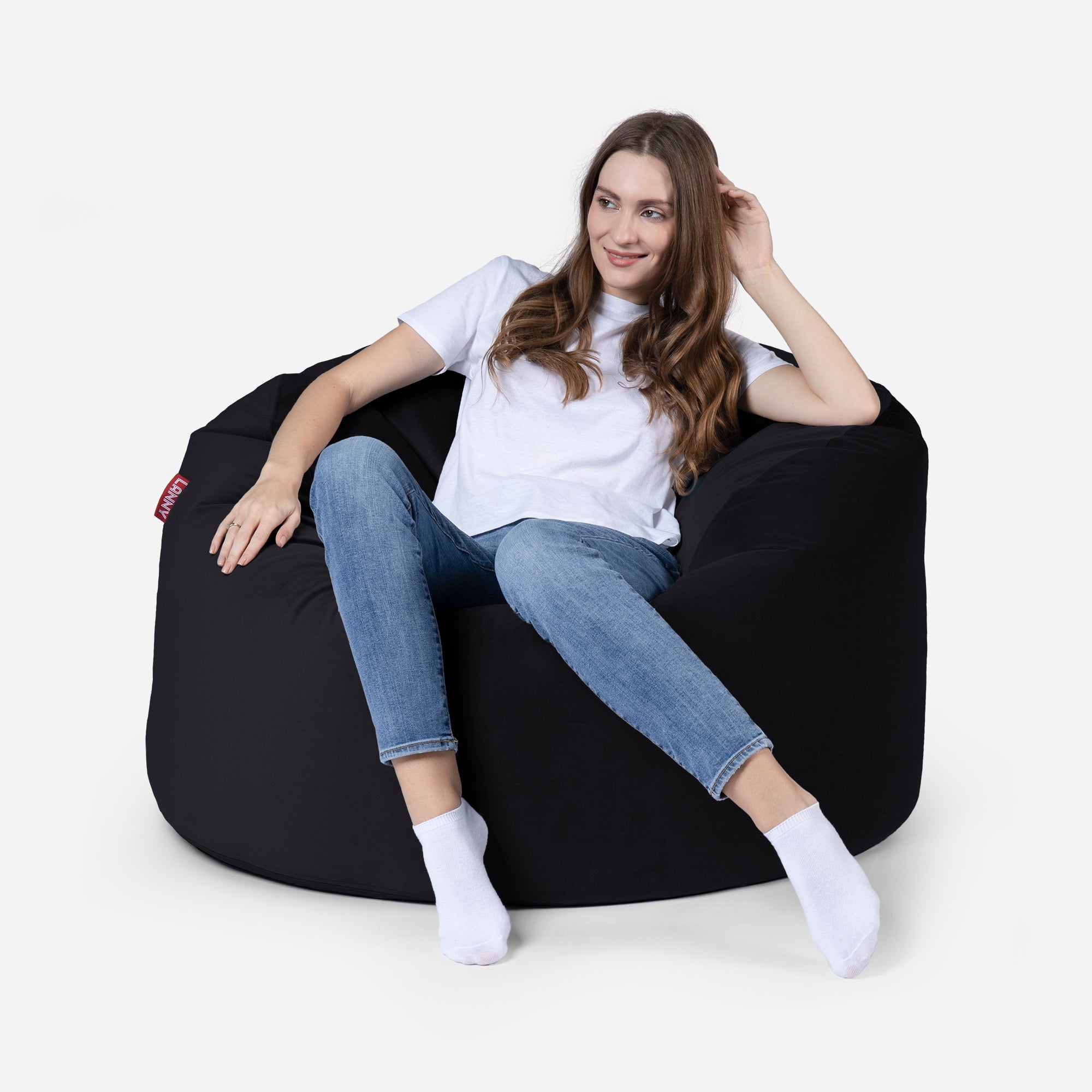 Original Medium Velvet Black Bean Bag