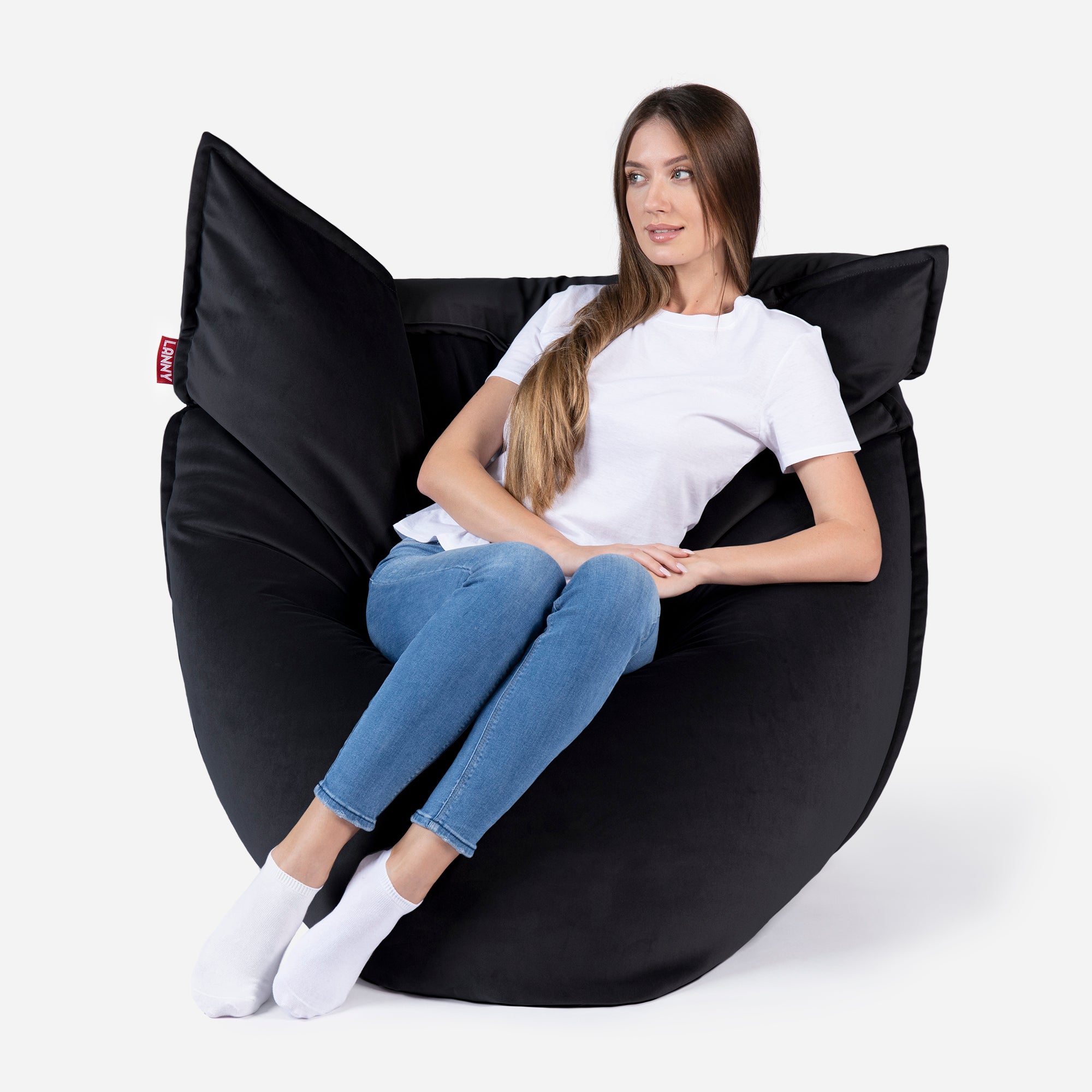 Sloppy Large Velvet Black Bean bag