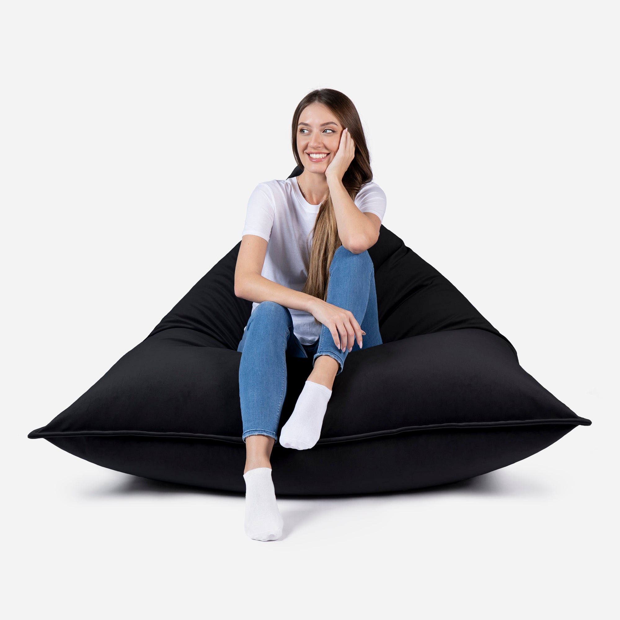 Sloppy Large Velvet Black Bean bag