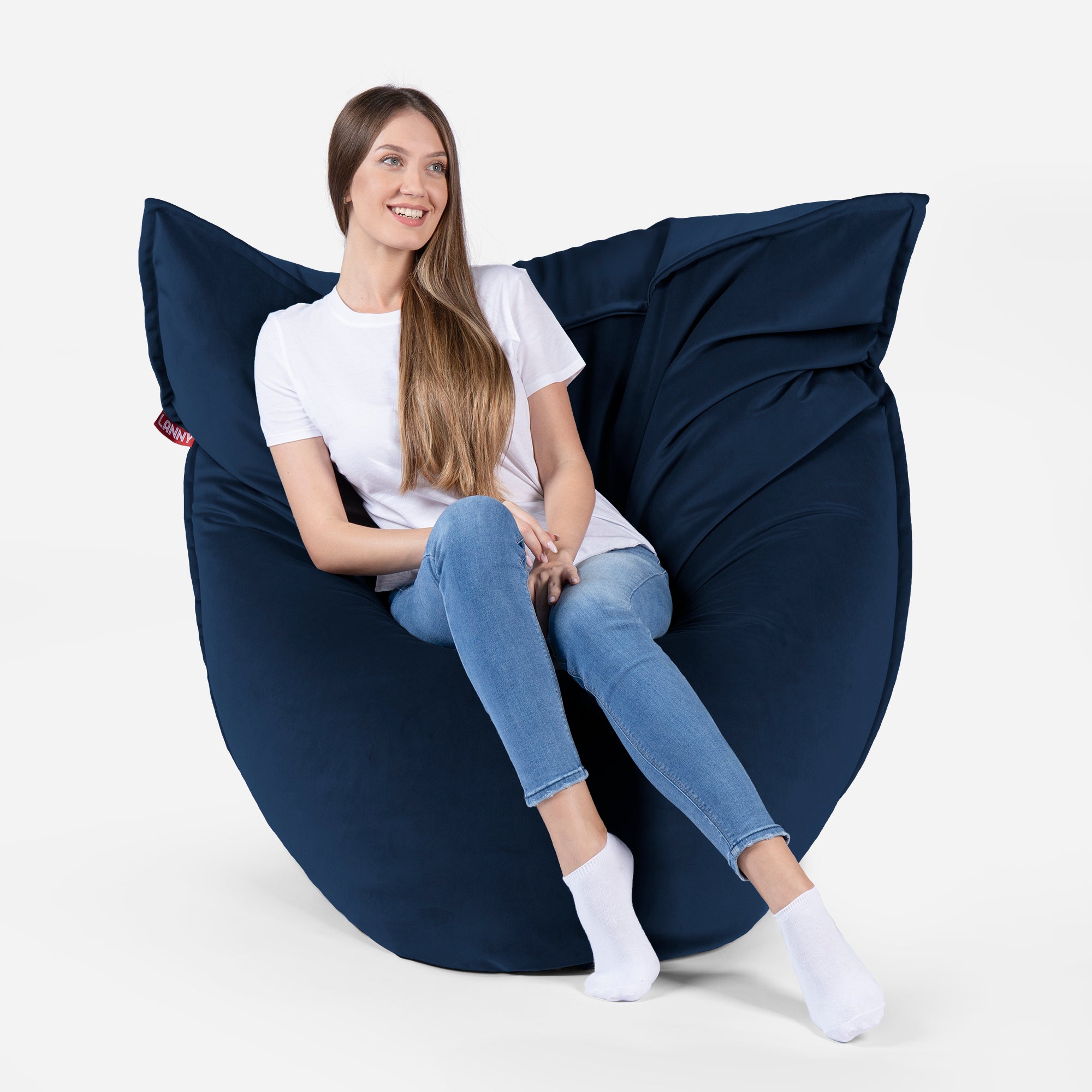 Sloppy Large Velvet Blue Bean bag