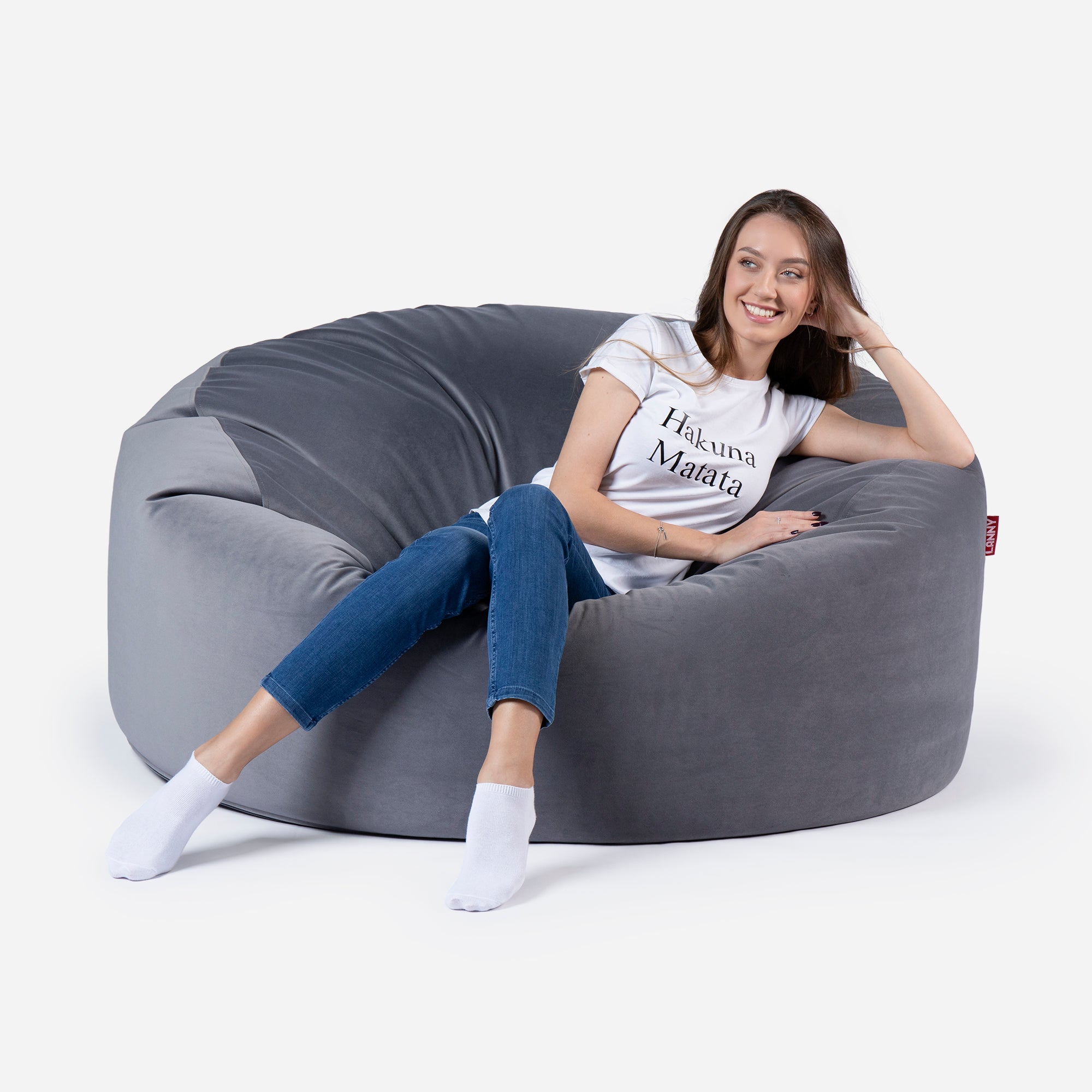 Large Original Velvet Gray Bean bag