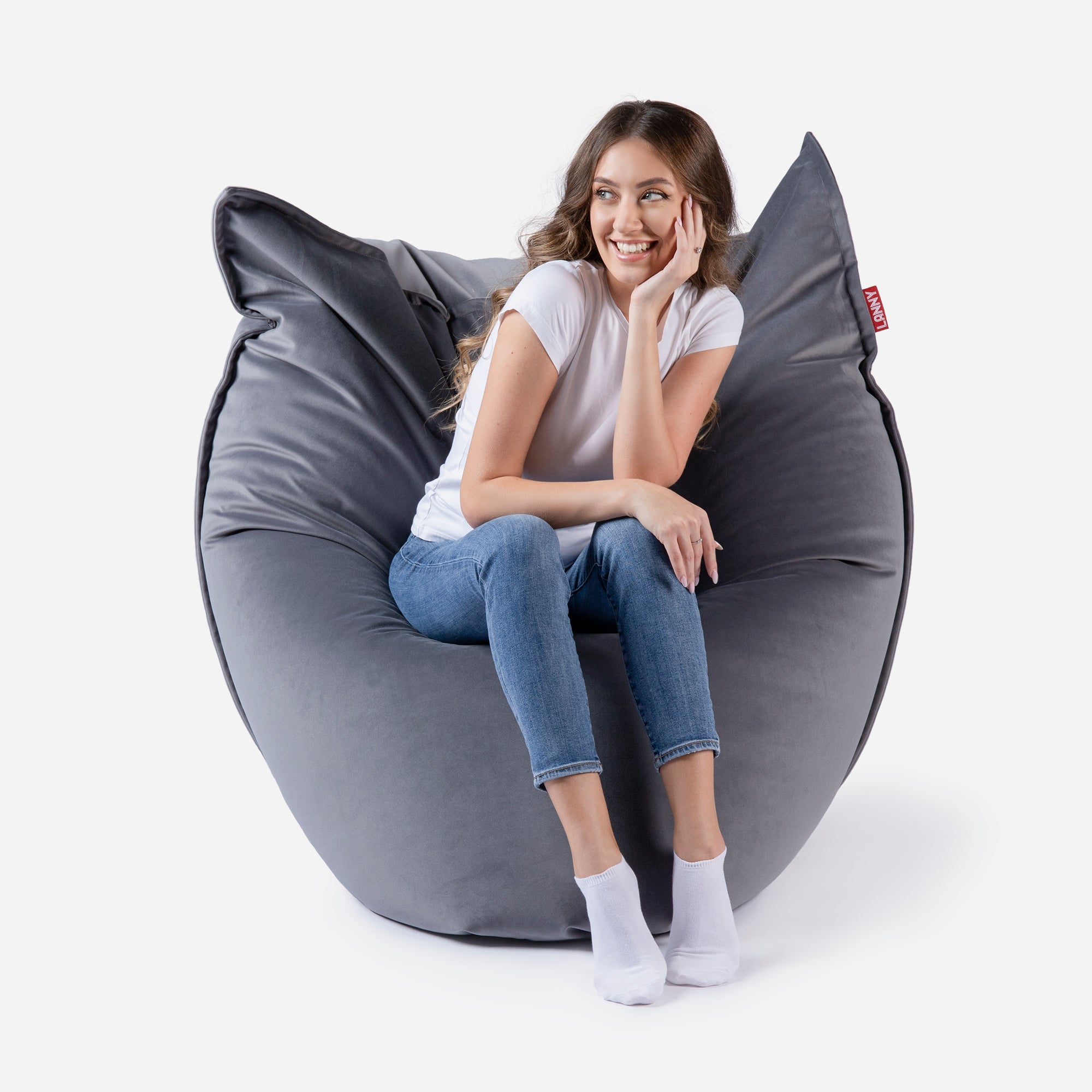 Sloppy Large Velvet Gray Bean bag