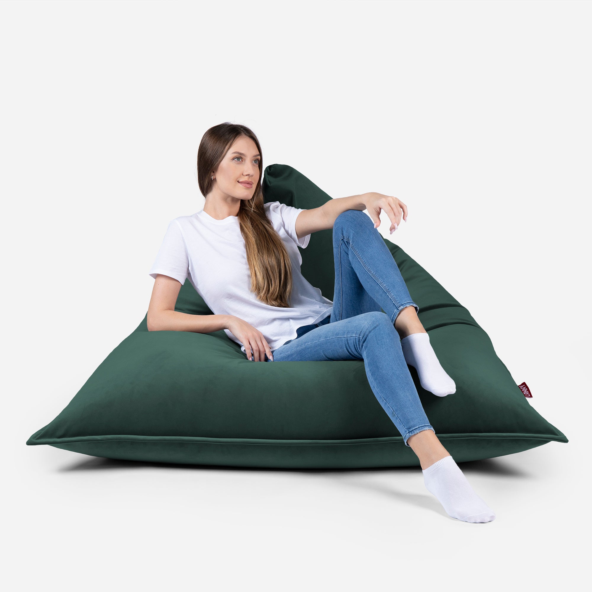 Sloppy Large Velvet Green Bean bag