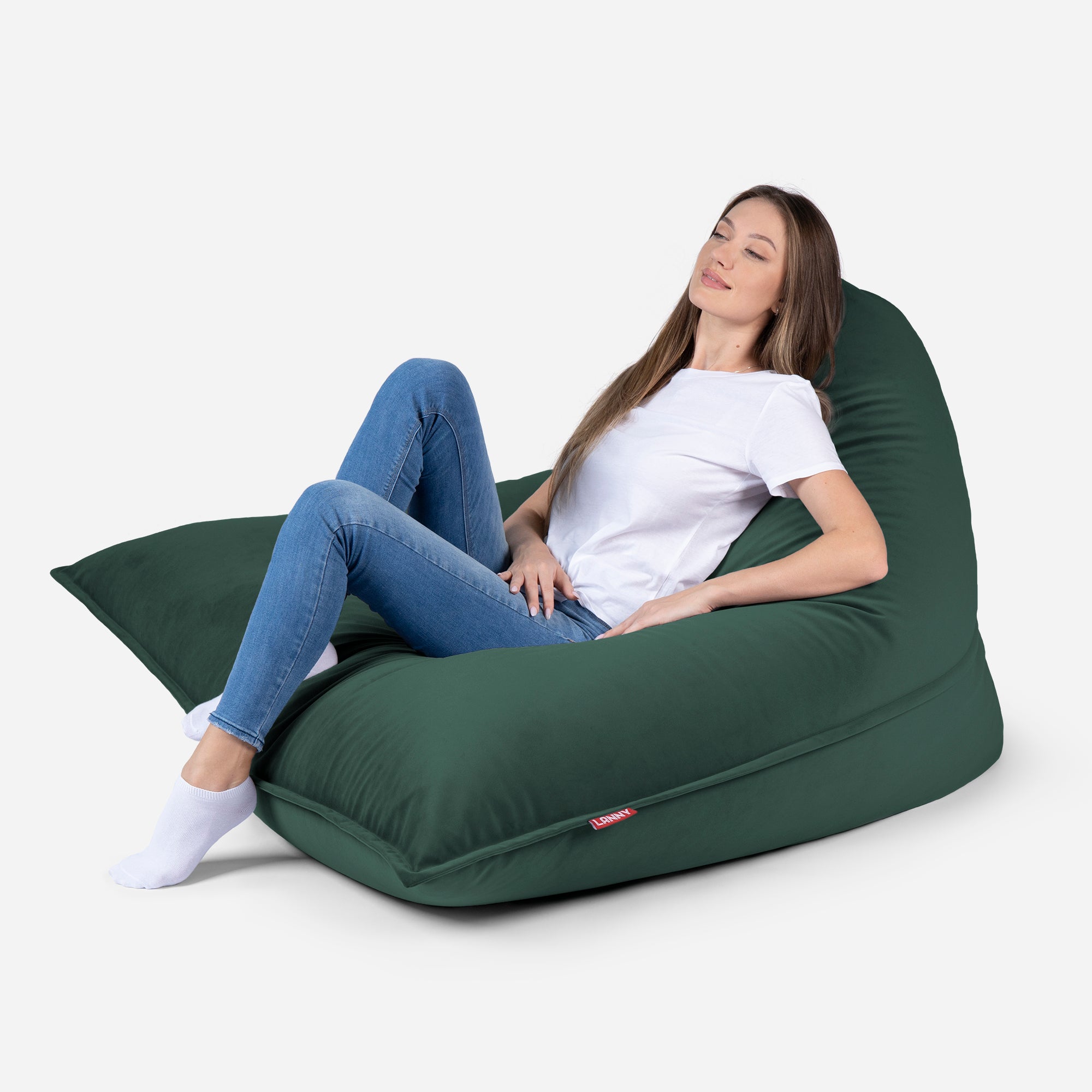 Sloppy Velvet Green Bean bag