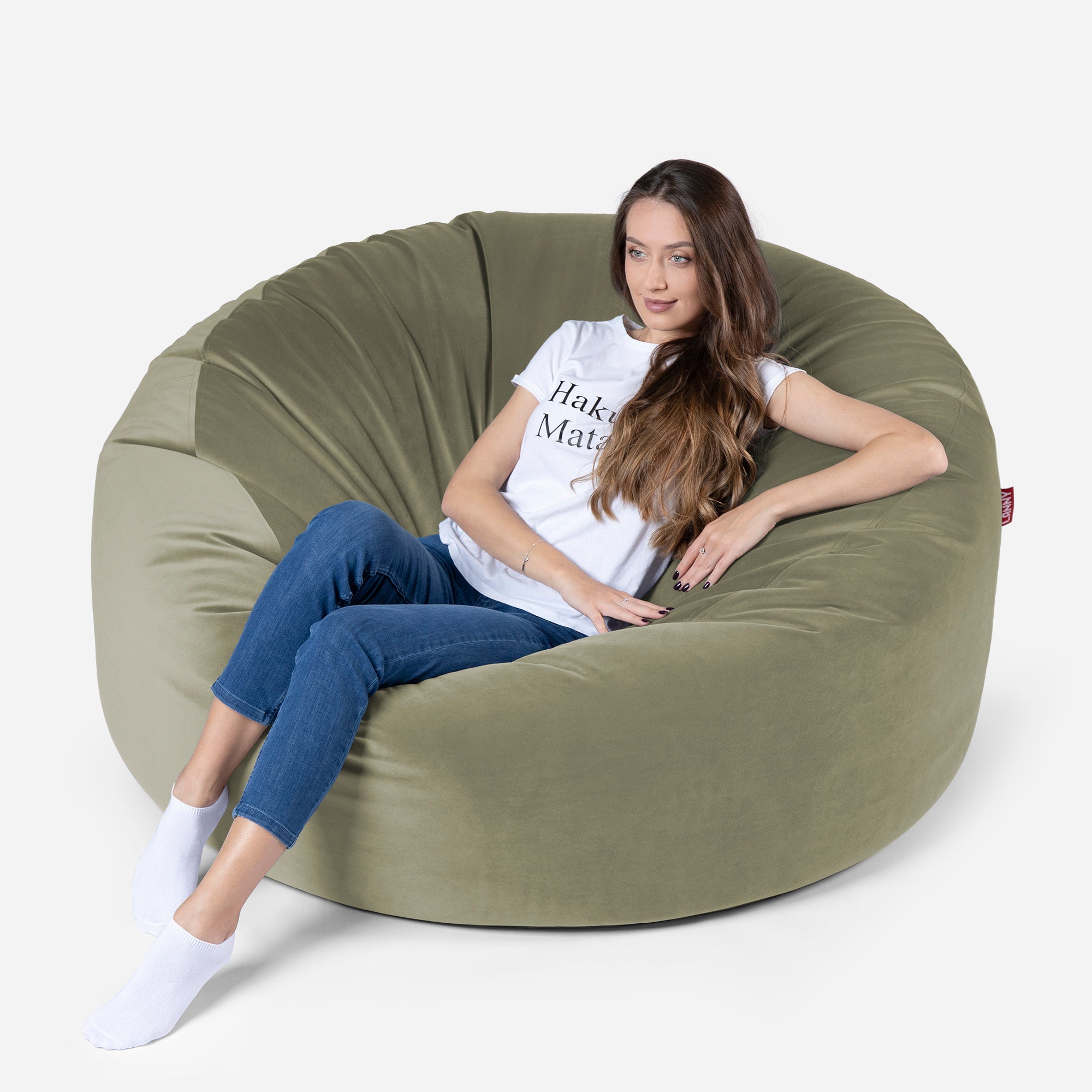 Large Original Velvet Khaki Bean Bag