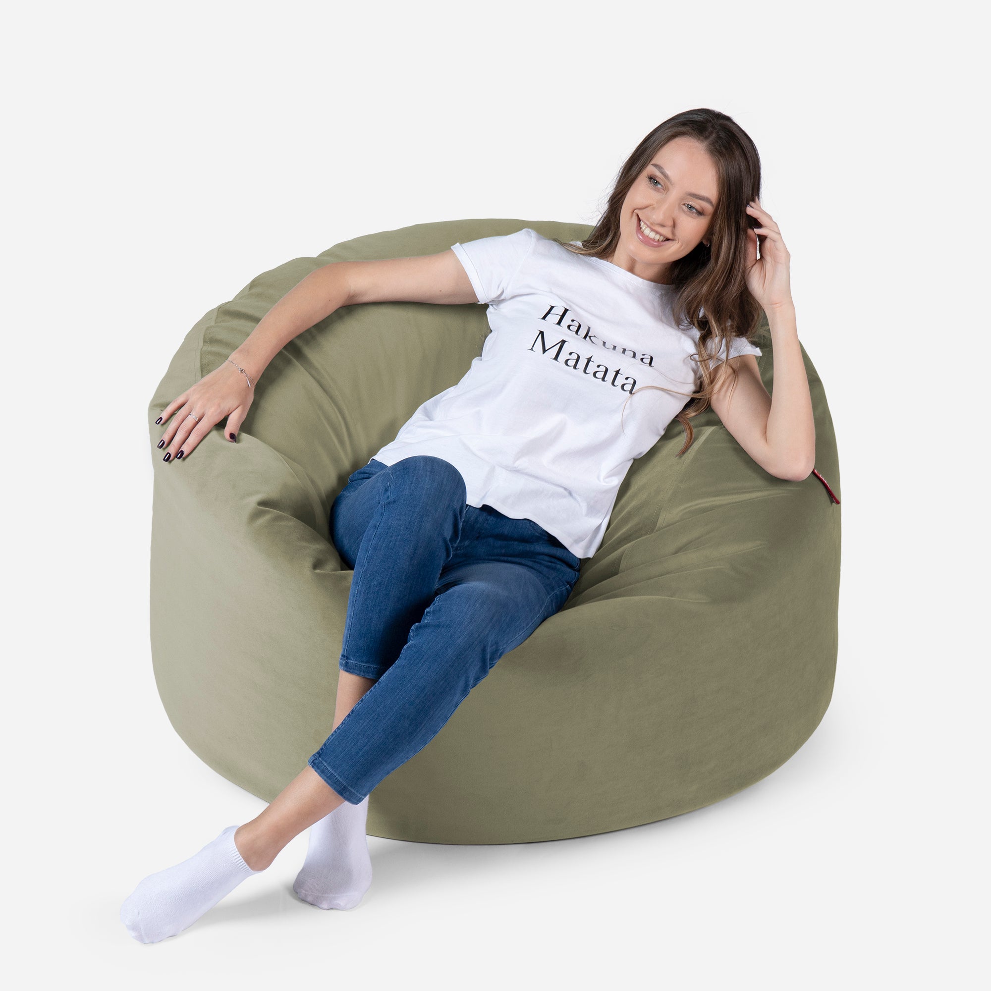Medium Original Velvet Khaki Bean Bag