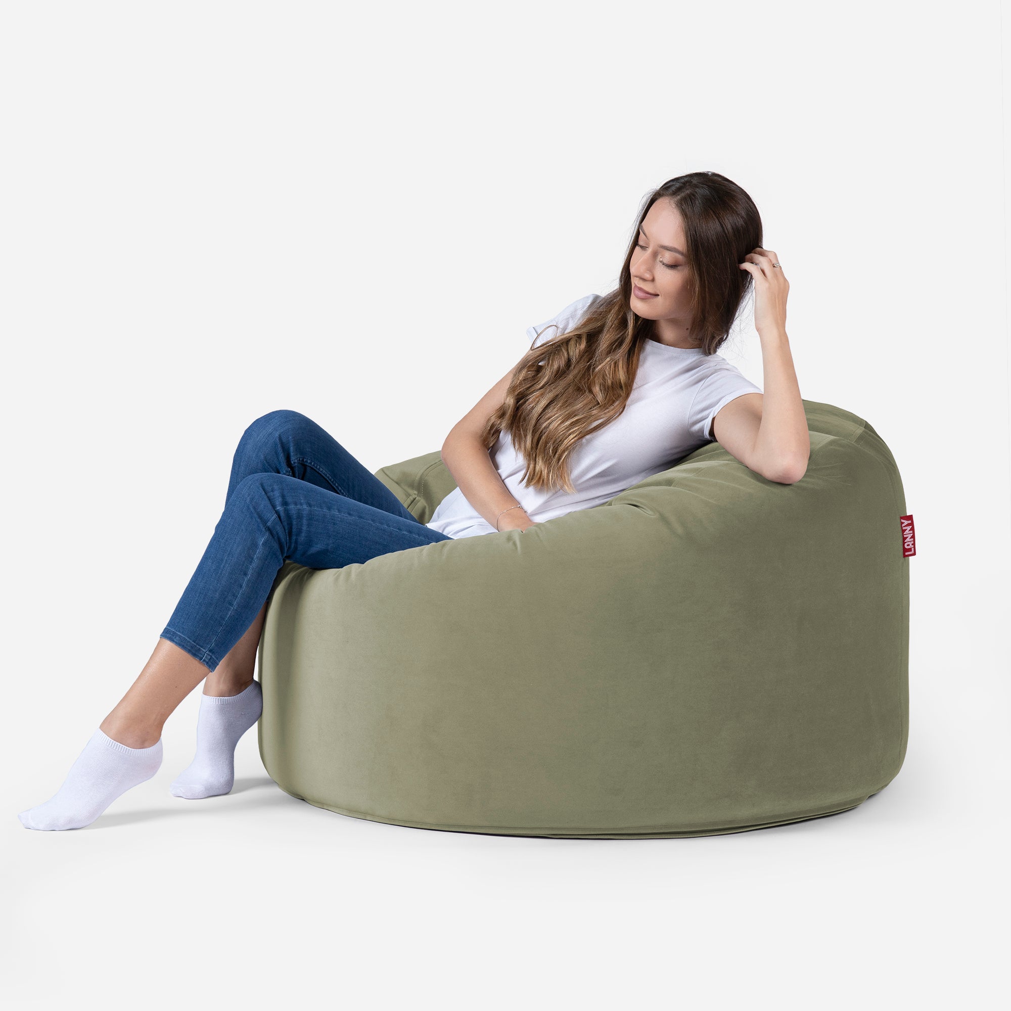 Medium Original Velvet Khaki Bean Bag