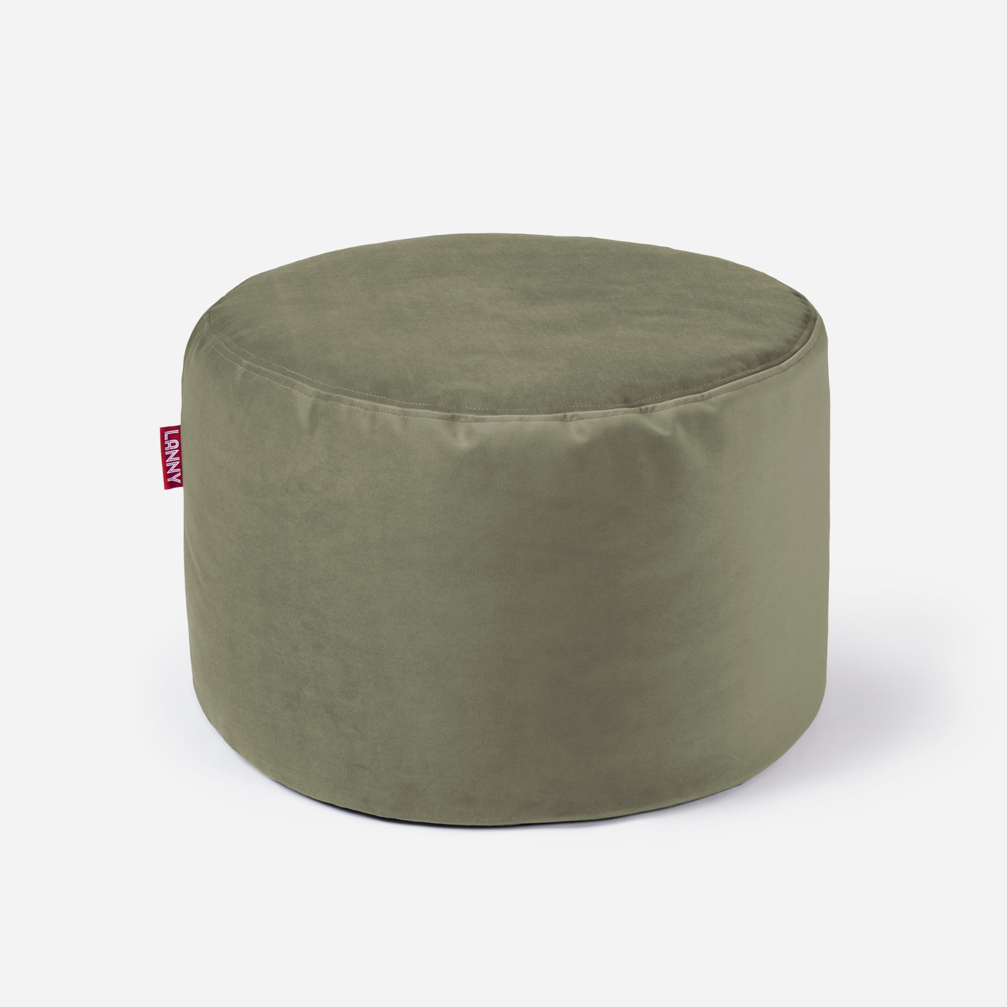Medium Velvet Khaki Pouf