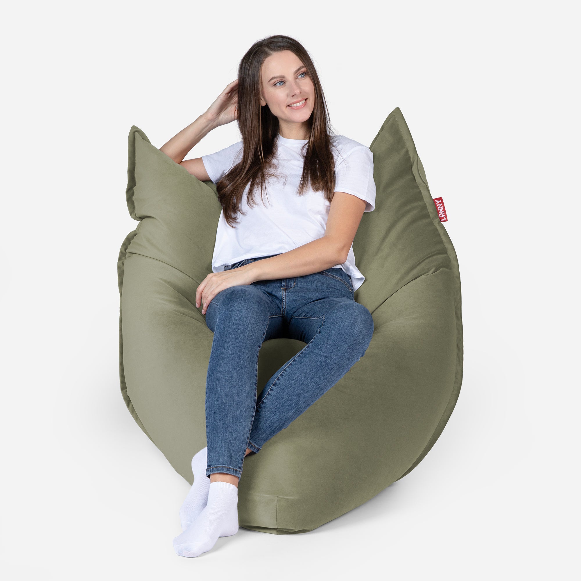 Mini Sloppy Velvet Khaki Bean bag