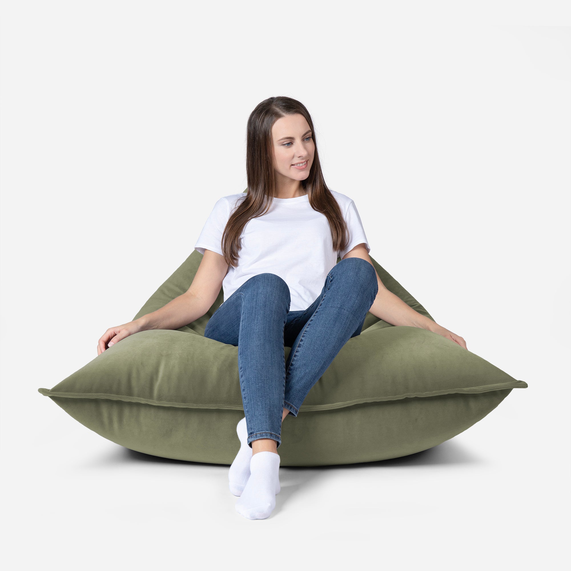 Mini Sloppy Velvet Khaki Bean bag