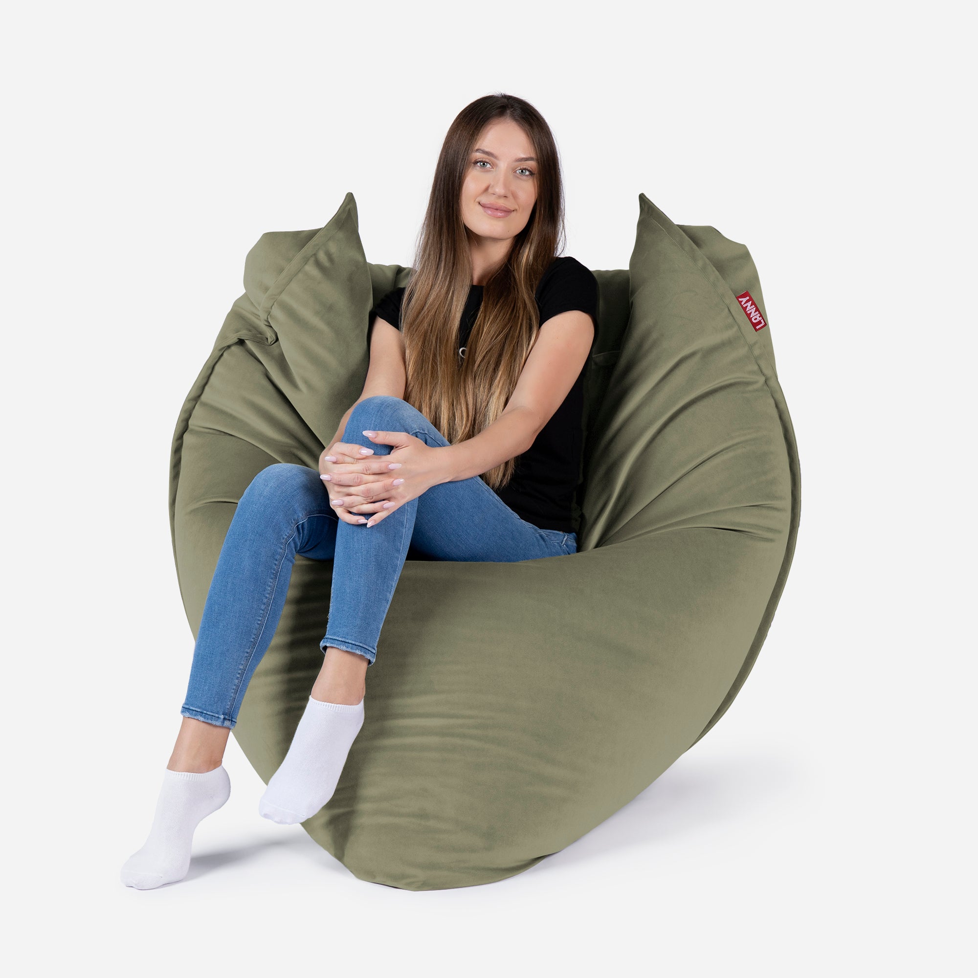 Sloppy Velvet Khaki Bean bag