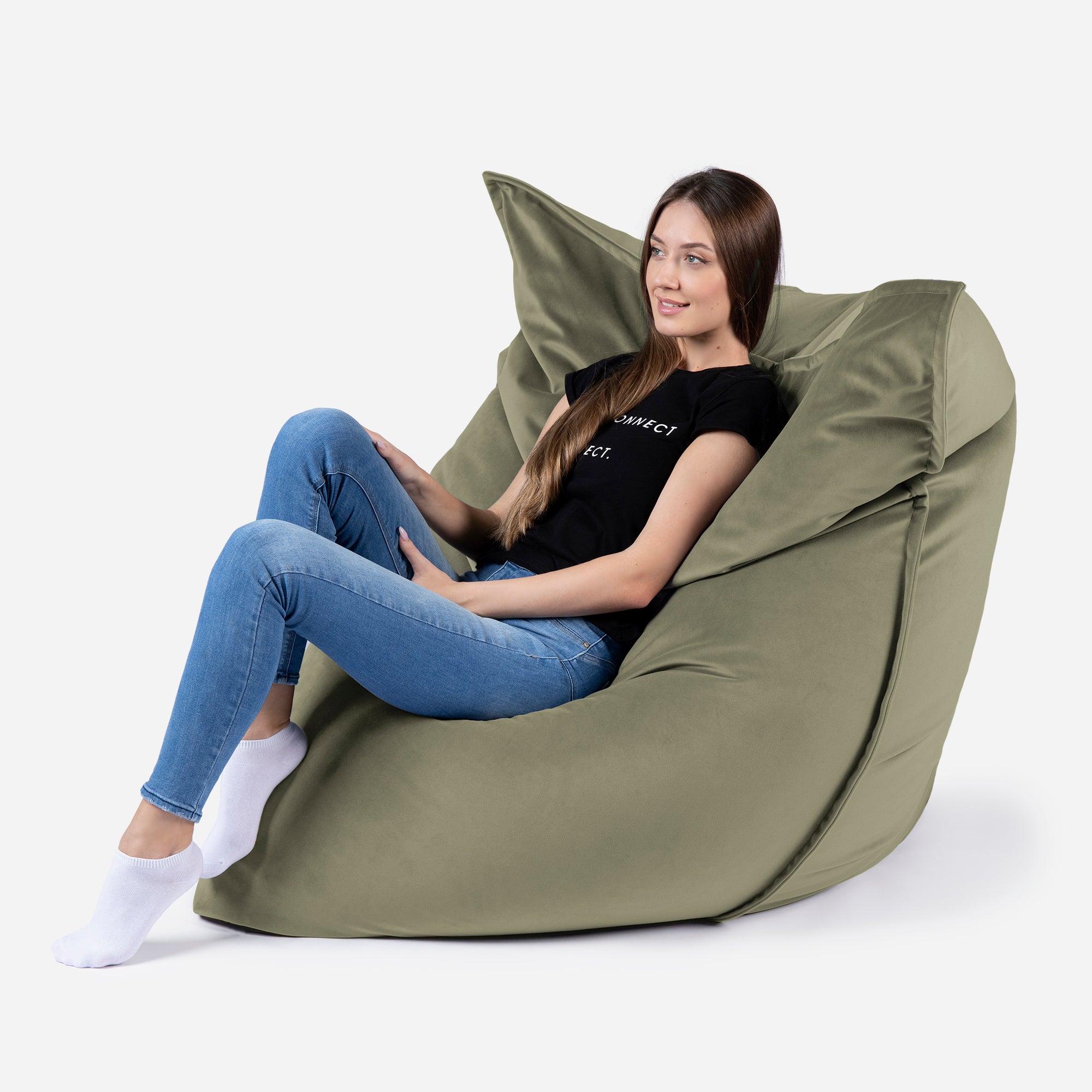 Sloppy Velvet Khaki Bean bag