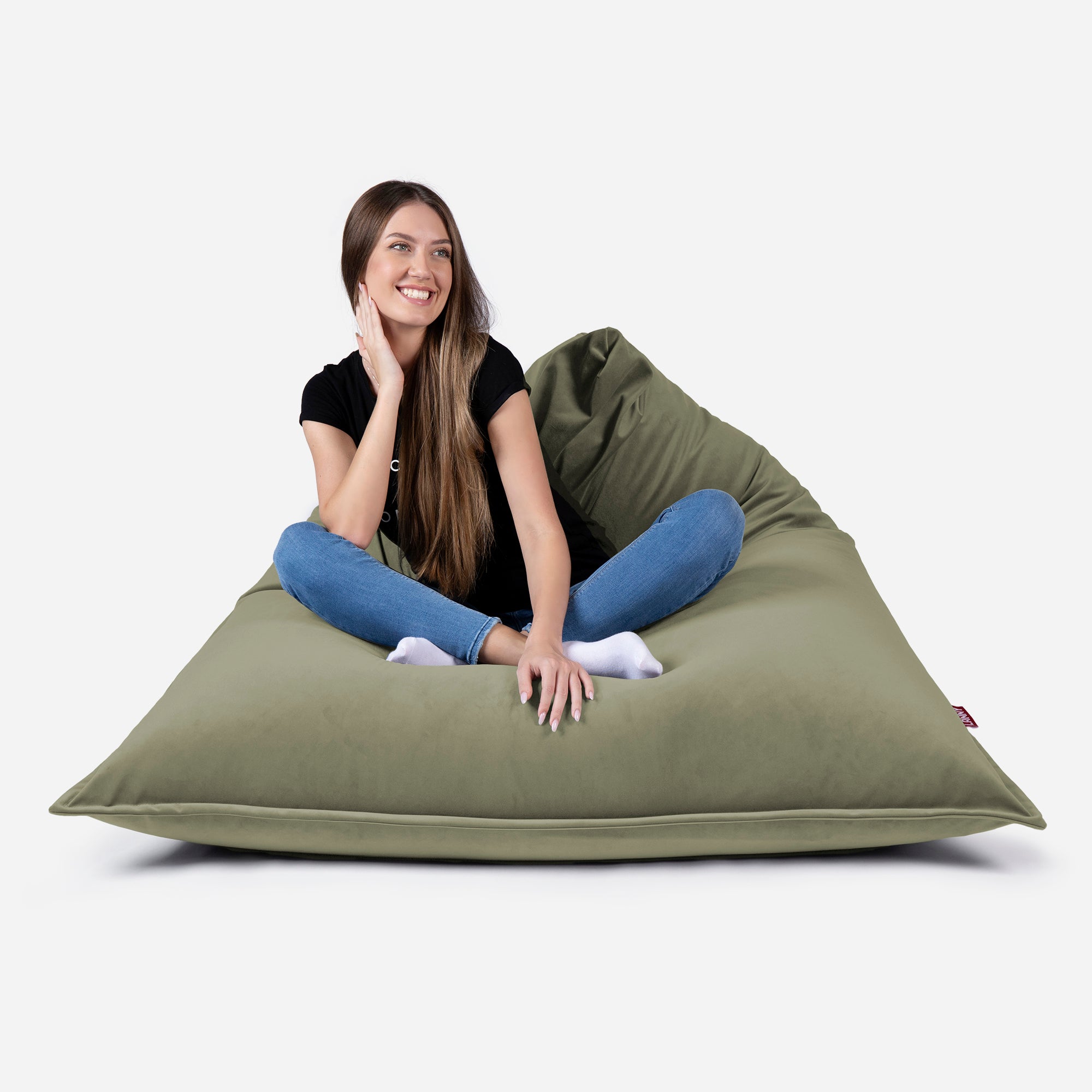 Sloppy Velvet Khaki Bean bag