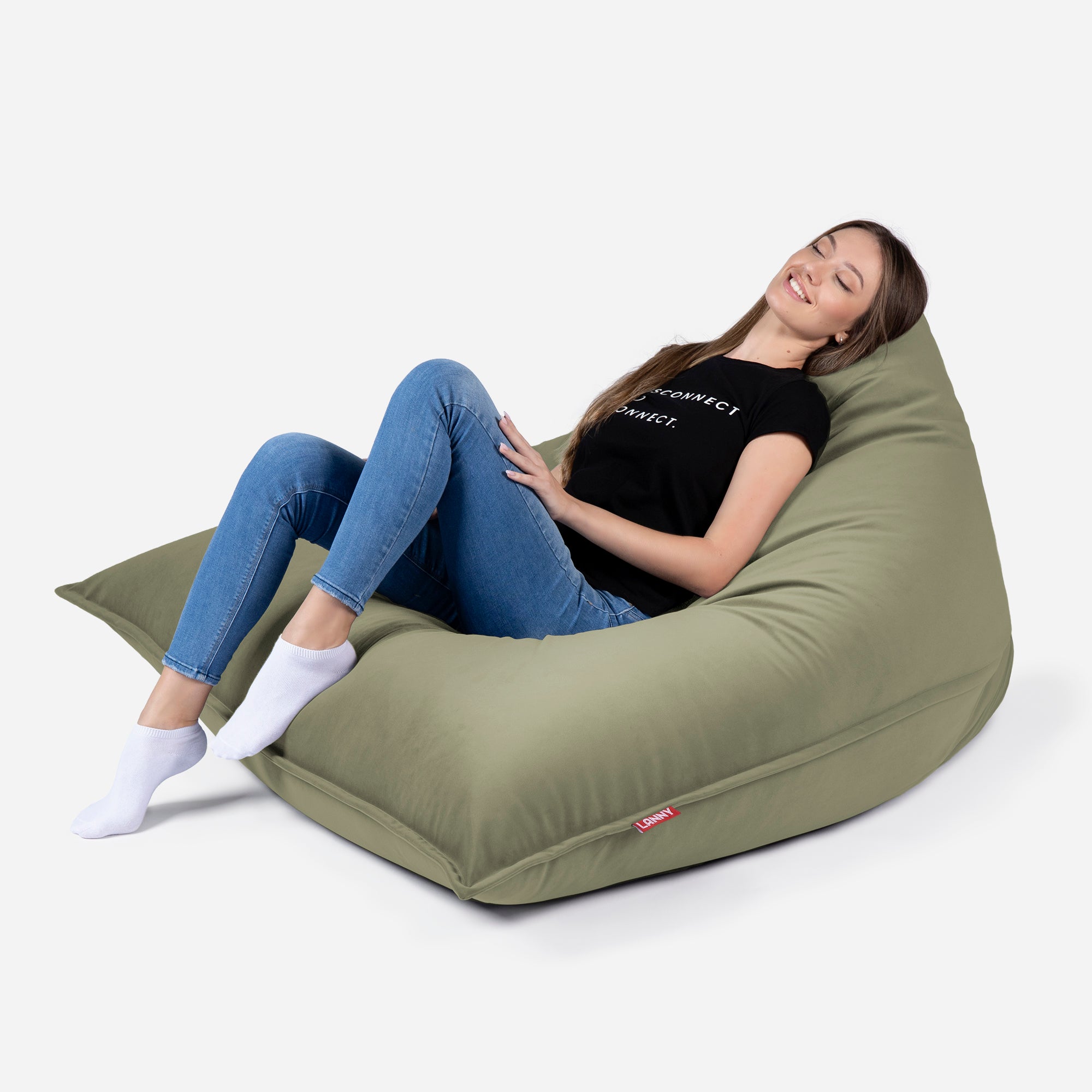 Sloppy Velvet Khaki Bean bag