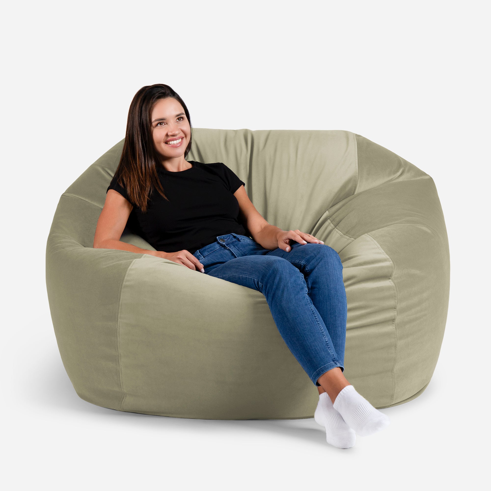 Sphere Large Velvet Khaki Bean bag